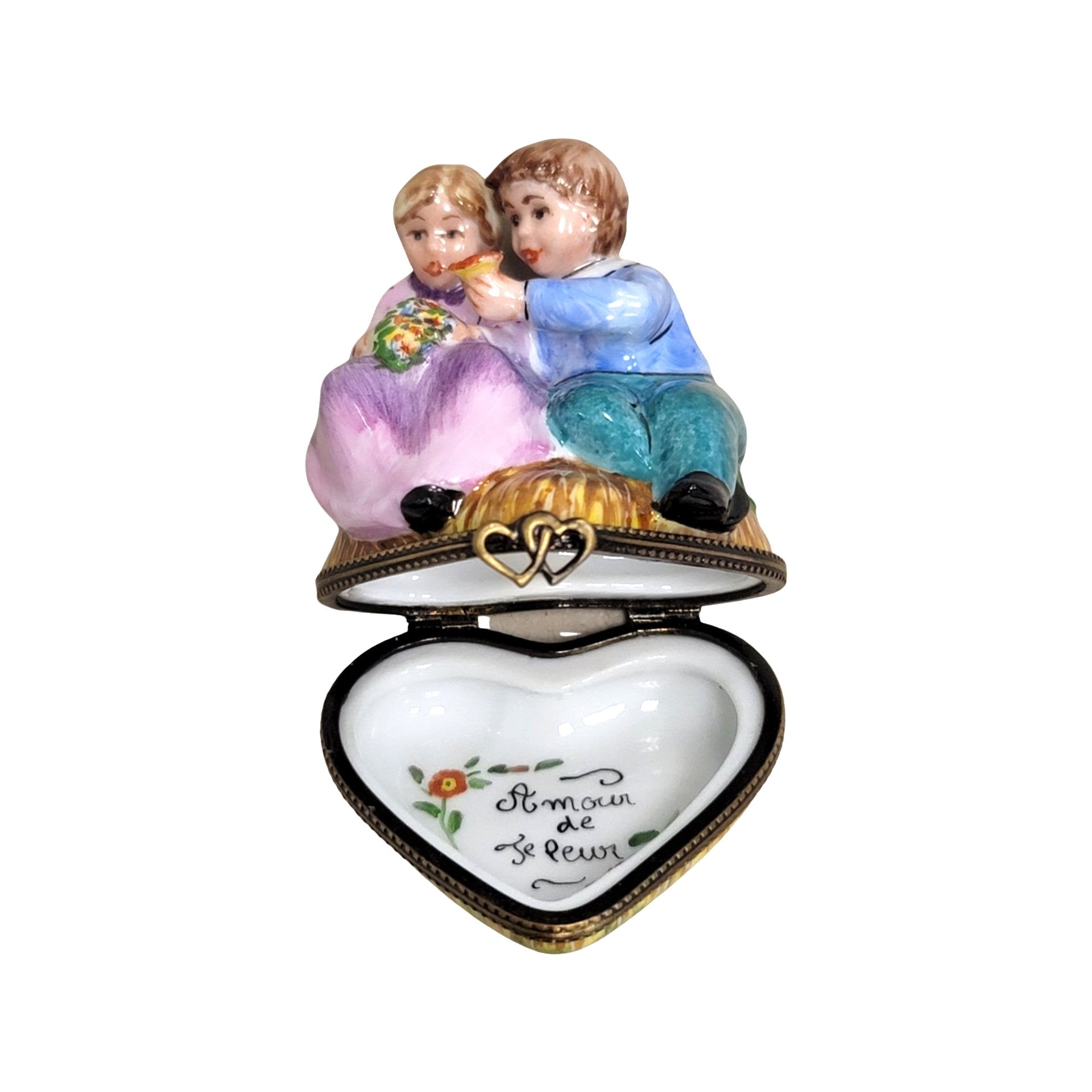 Children's Heartfelt Love Limoges Box Porcelain Limoges Baby heart love French Trinket Box