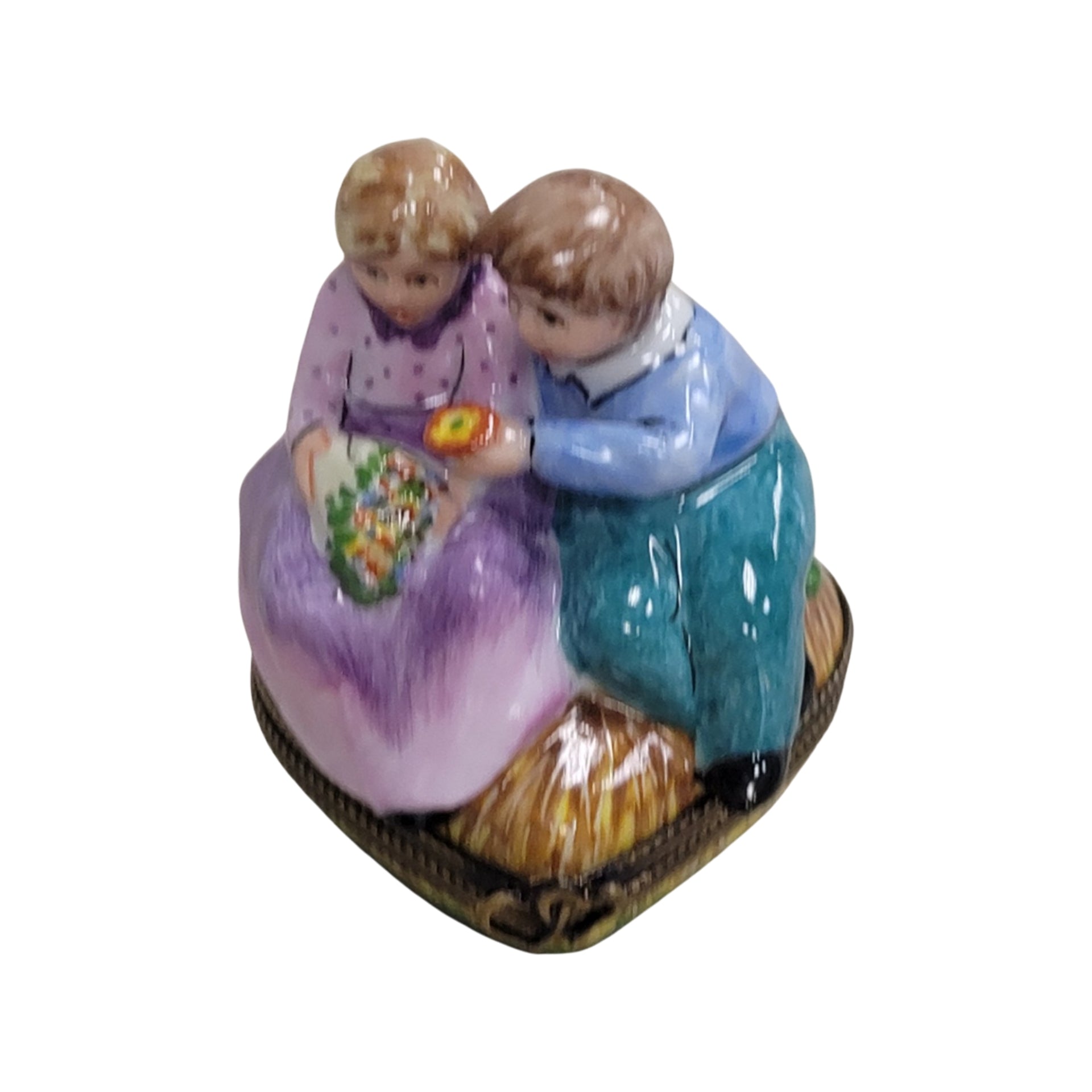 Children's Heartfelt Love Limoges Box Porcelain Limoges Baby heart love French Trinket Box