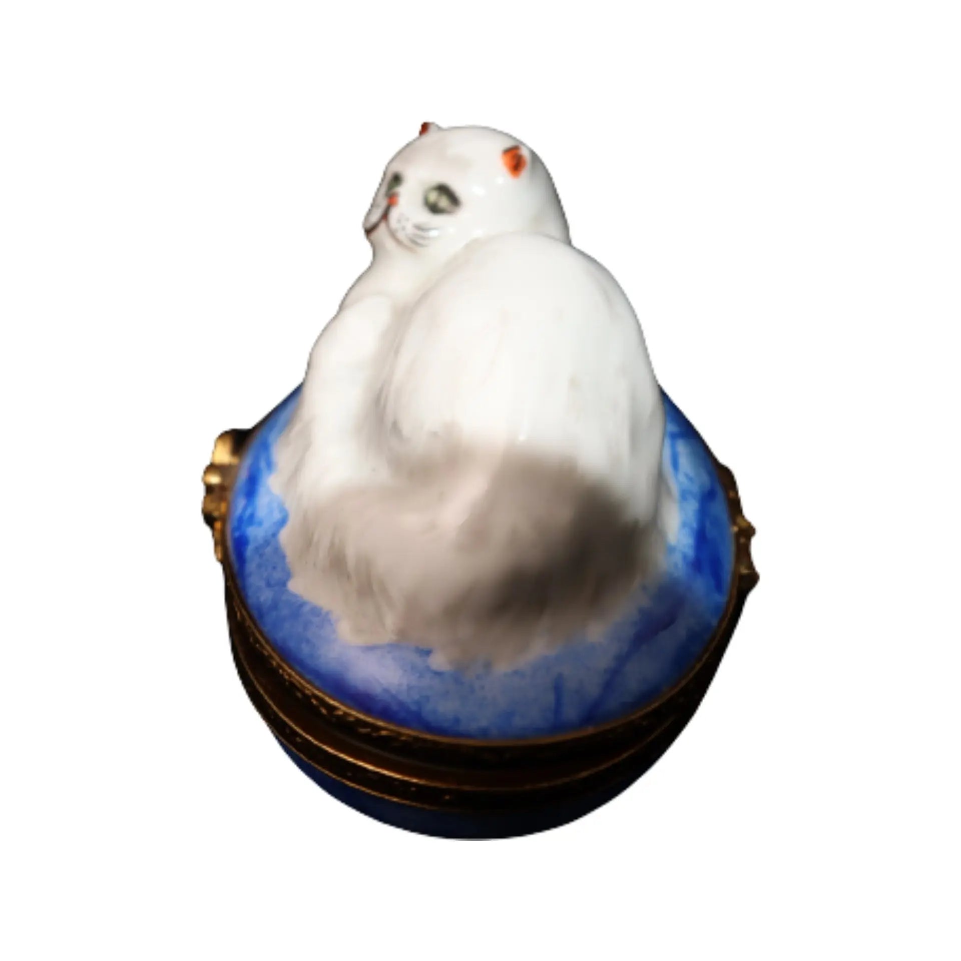 Chinchilla Persian Cat Porcelain Limoges Cat French Trinket Box