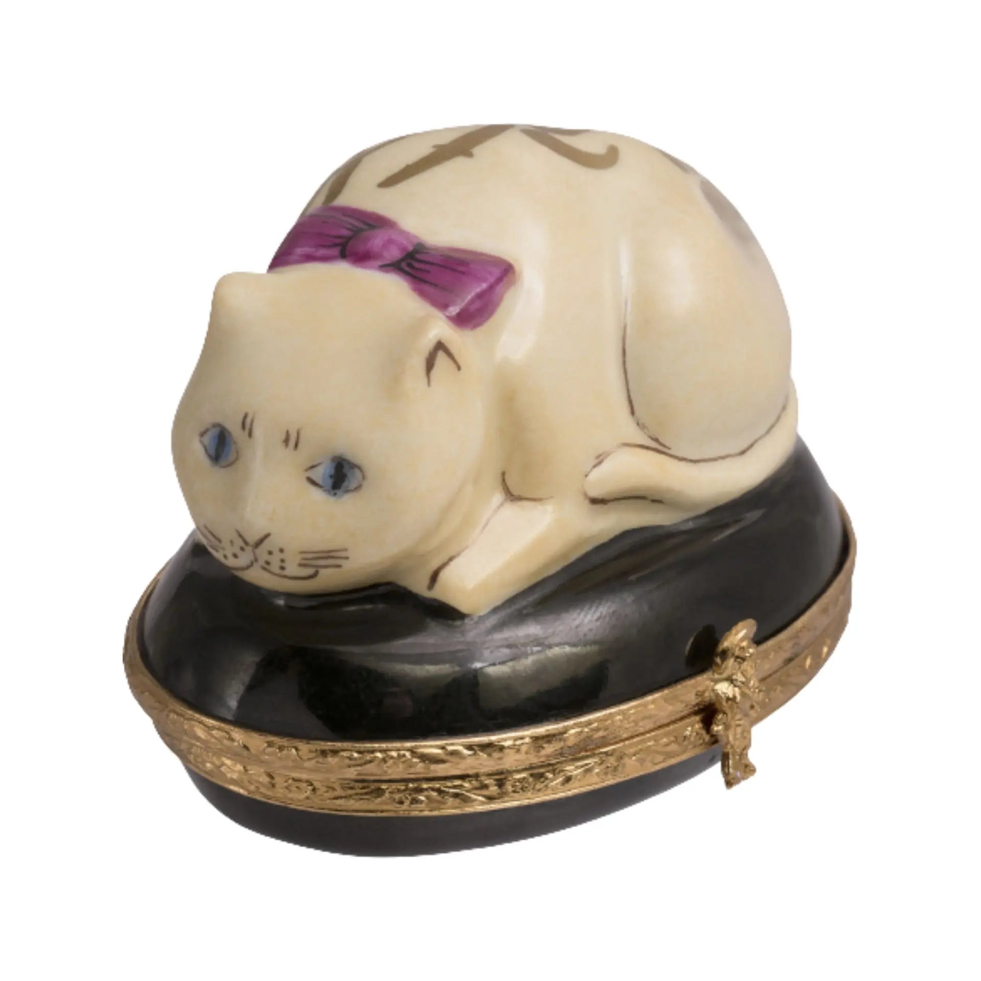 Chinese Cat Porcelain Limoges Cat French Trinket Box