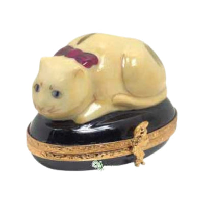 Chinese Cat Porcelain Limoges Cat French Trinket Box