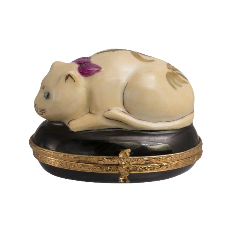 Chinese Cat Porcelain Limoges Cat French Trinket Box