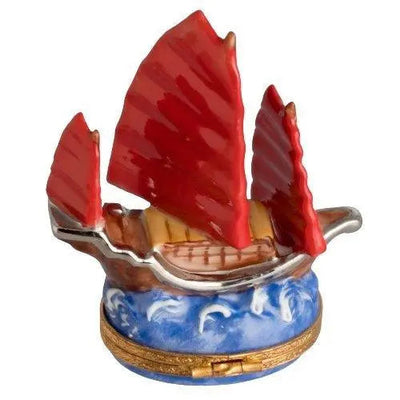 Chinese Junk Artoria Porcelain Limoges World Travel French Trinket Box