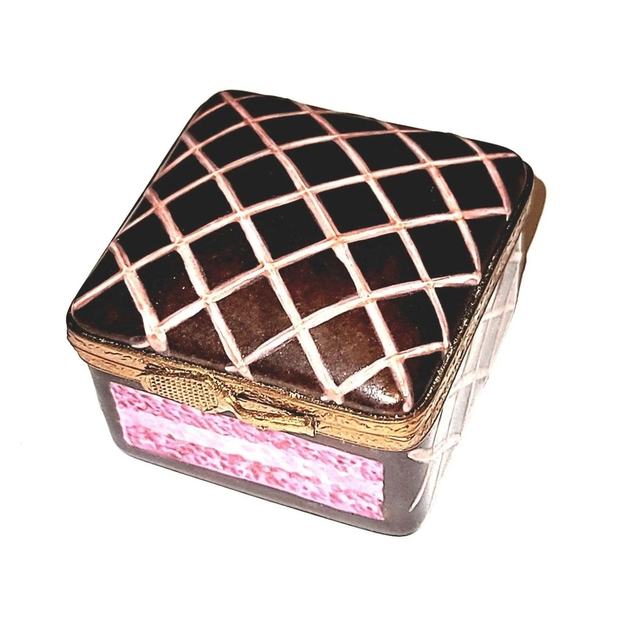 Chocolate Icing Criss Cross Treasure Porcelain Limoges Food French Trinket Box
