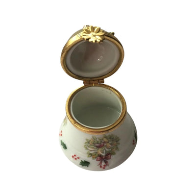 Christmas Bell w Decal Porcelain Limoges xmas theme French Trinket Box