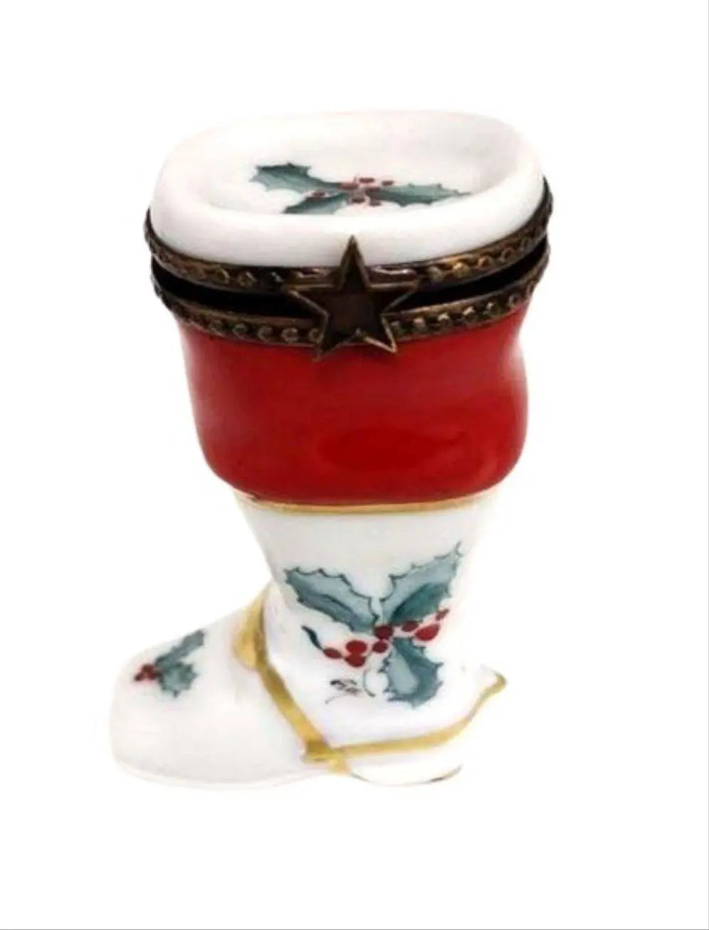 Christmas Boot Limoges Figurine Porcelain Limoges xmas French Trinket Box