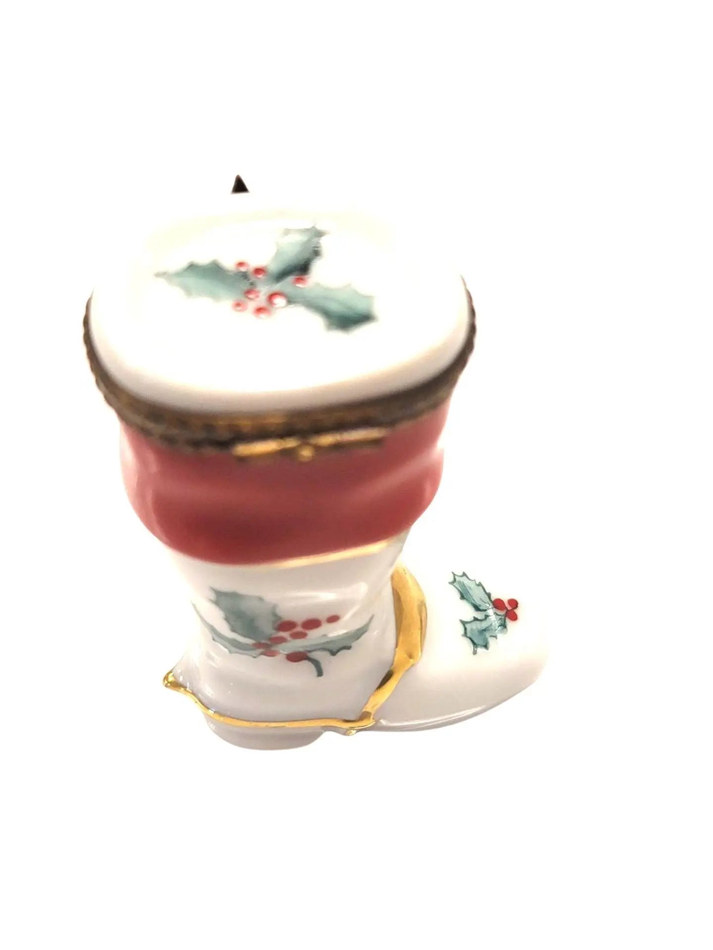 Christmas Boot Limoges Figurine Porcelain Limoges xmas French Trinket Box