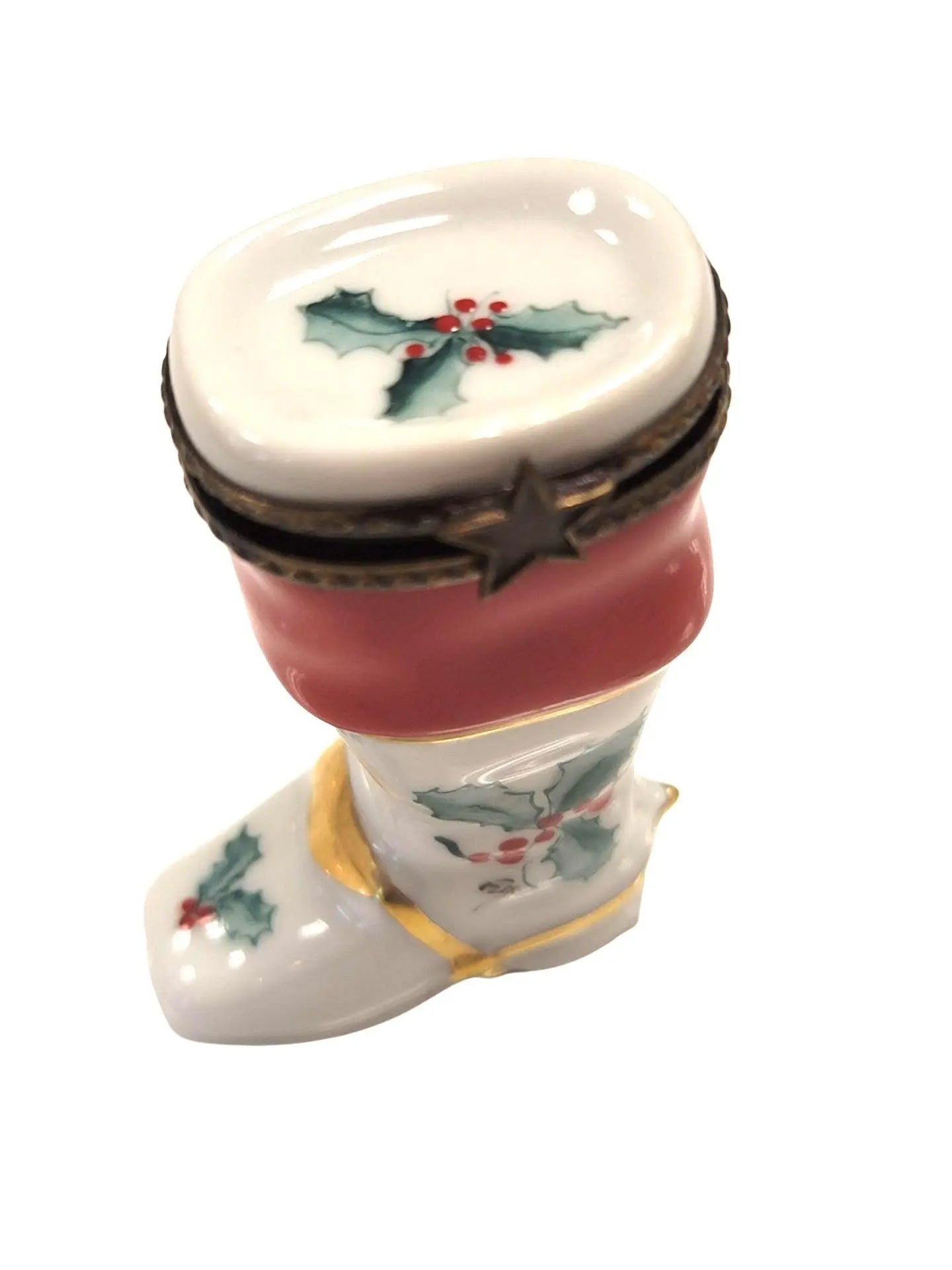 Christmas Boot Limoges Figurine Porcelain Limoges xmas French Trinket Box