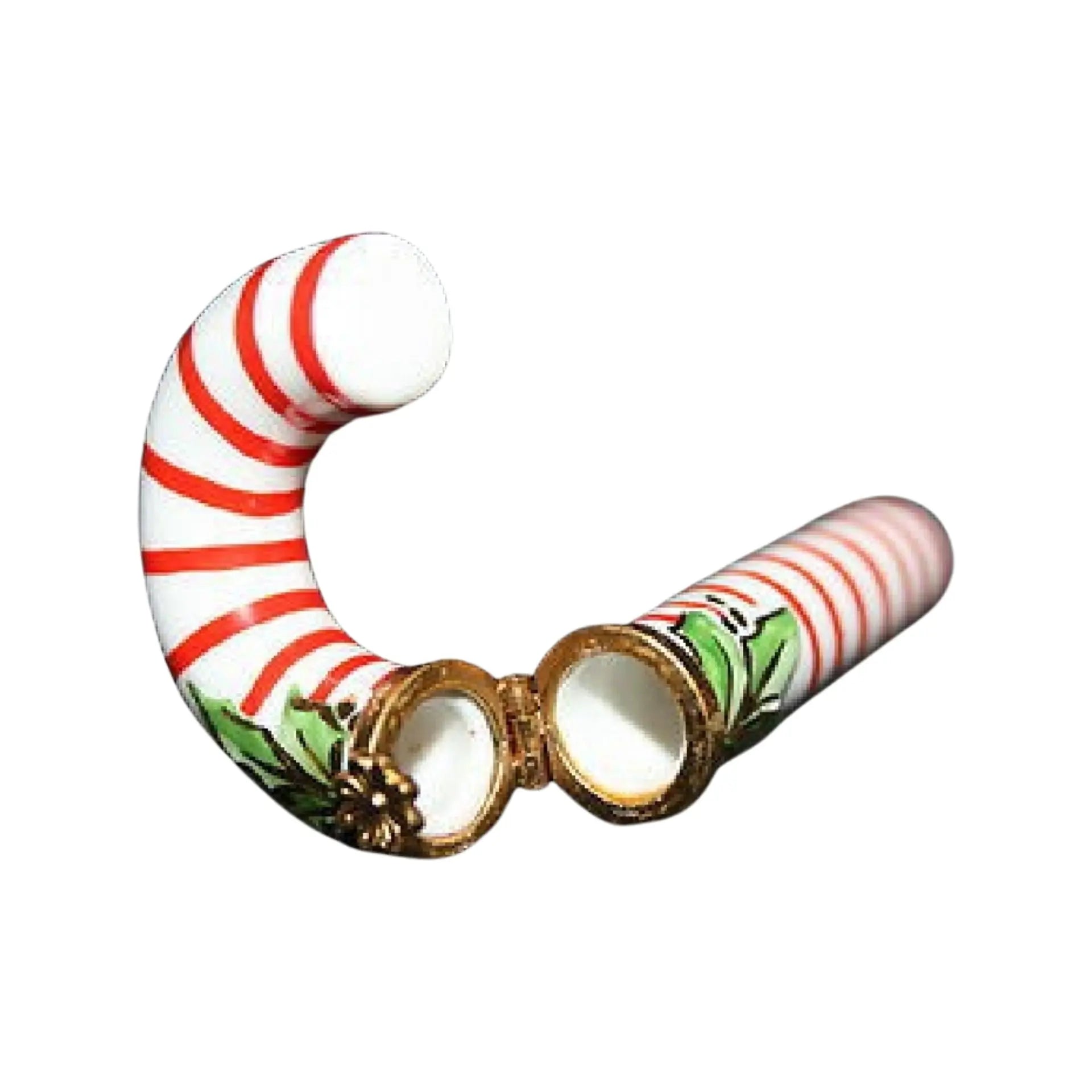 Christmas Candy Cane Porcelain Limoges xmas theme French Trinket Box