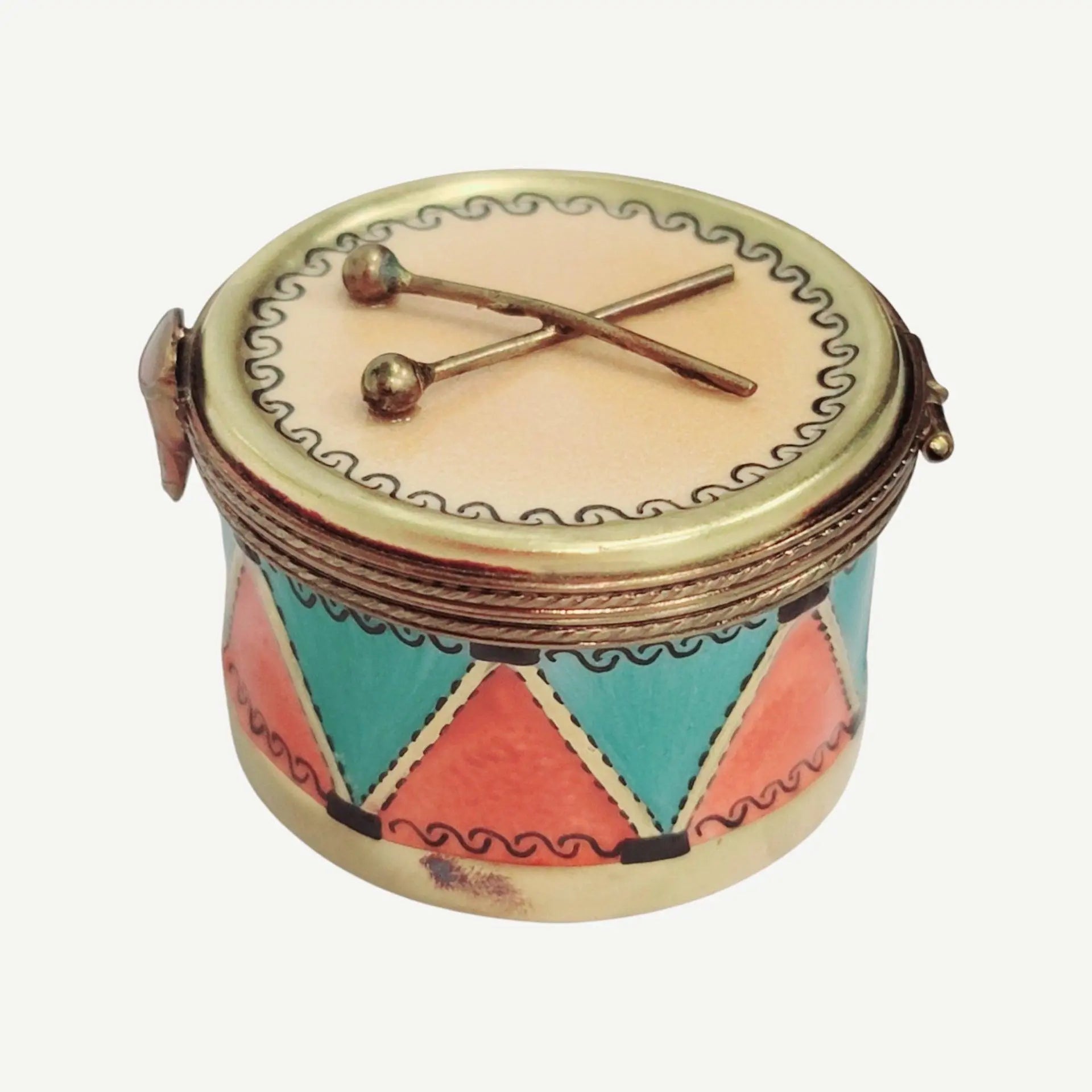 Christmas Drum Limoges Box Collectible Porcelain Limoges xmas French Trinket Box