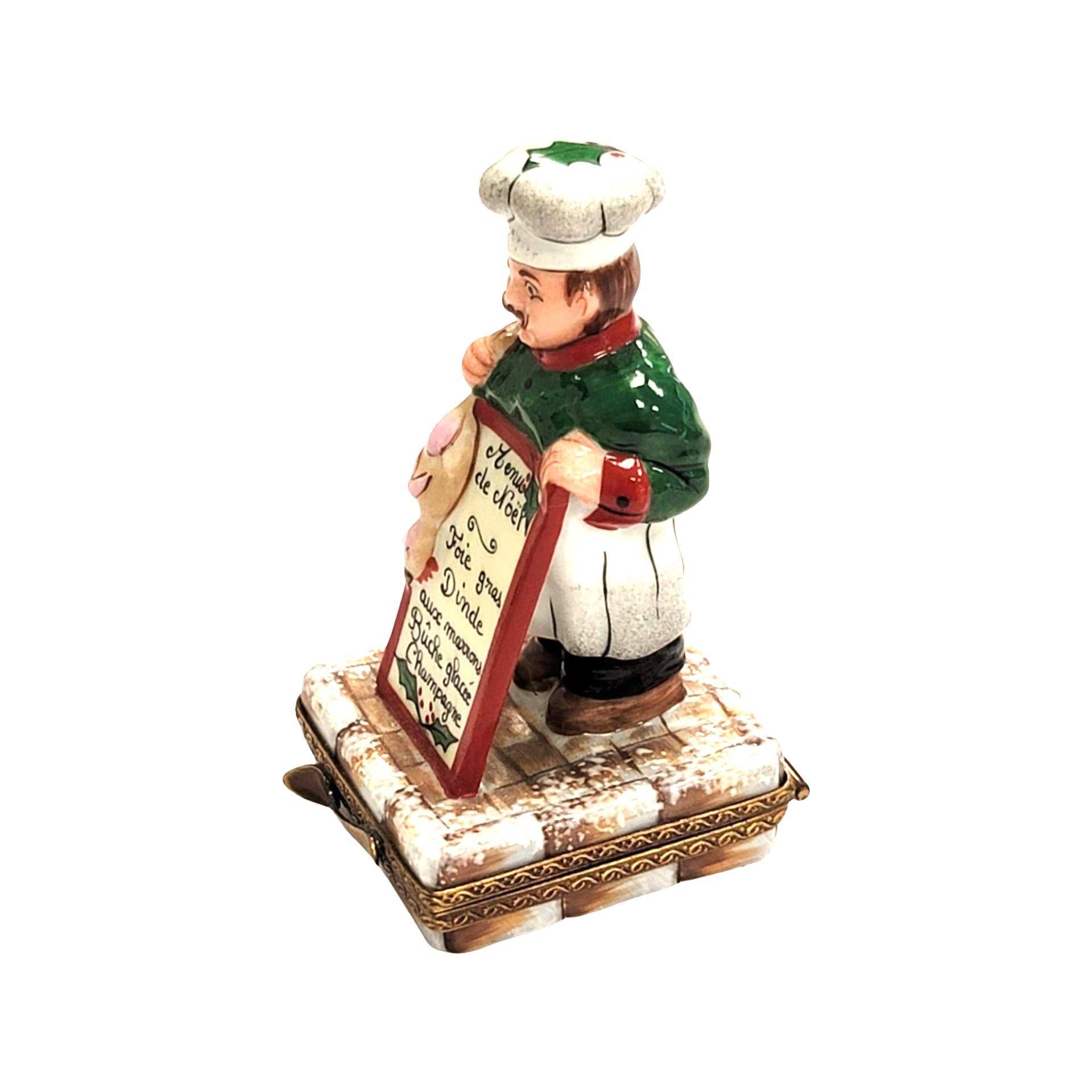 Christmas French Chef Figurine Porcelain Limoges food xmas French Trinket Box