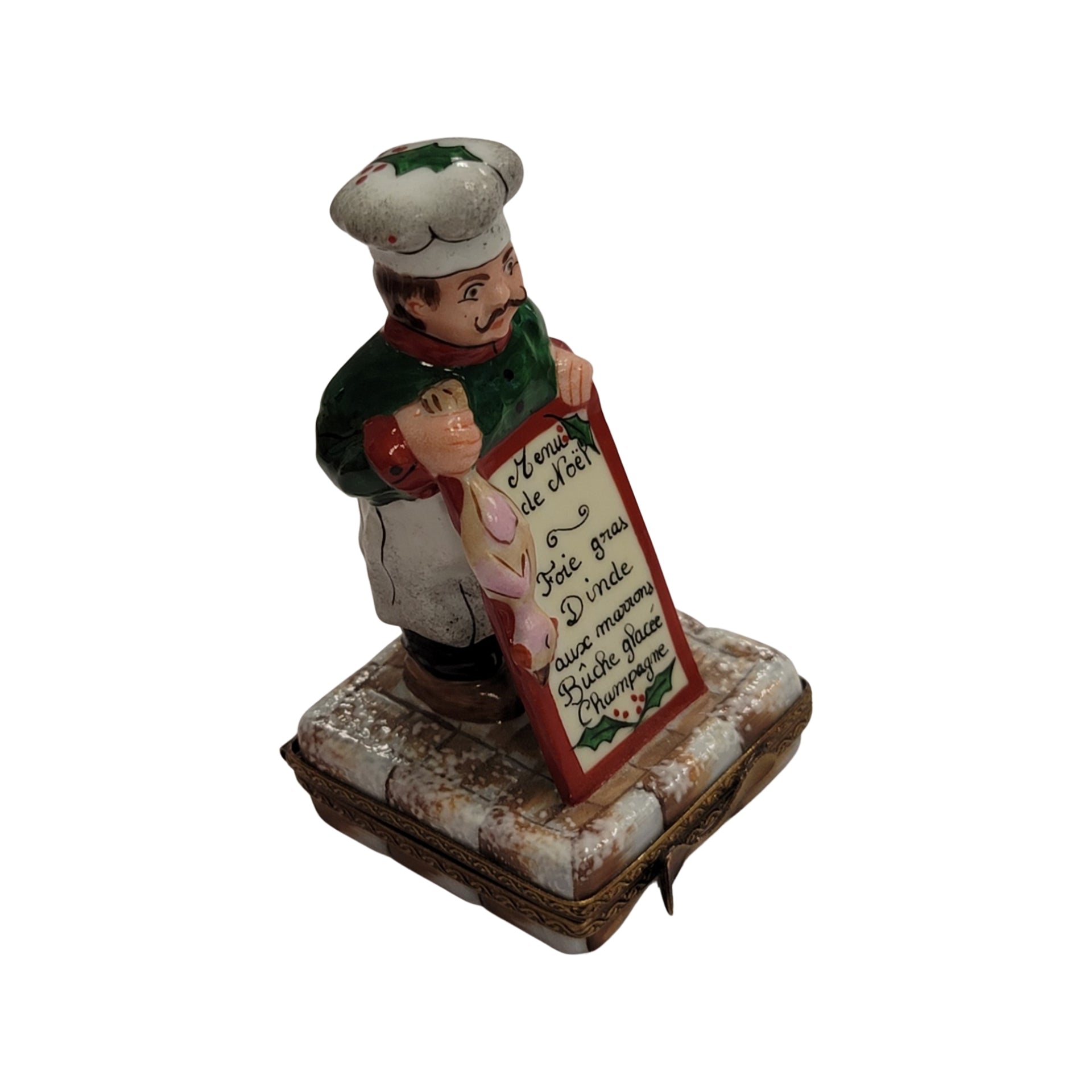 Christmas French Chef Figurine Porcelain Limoges food xmas French Trinket Box