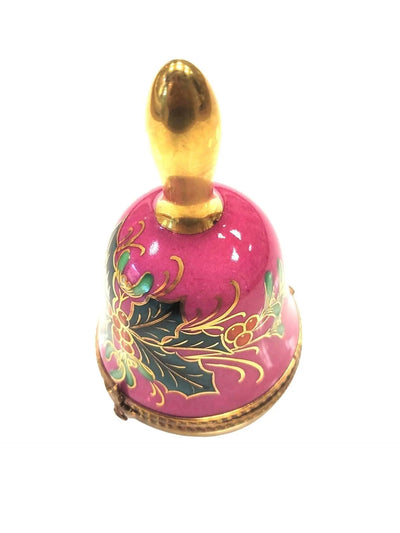 Christmas Holly Bell Box Porcelain Limoges xmas French Trinket Box
