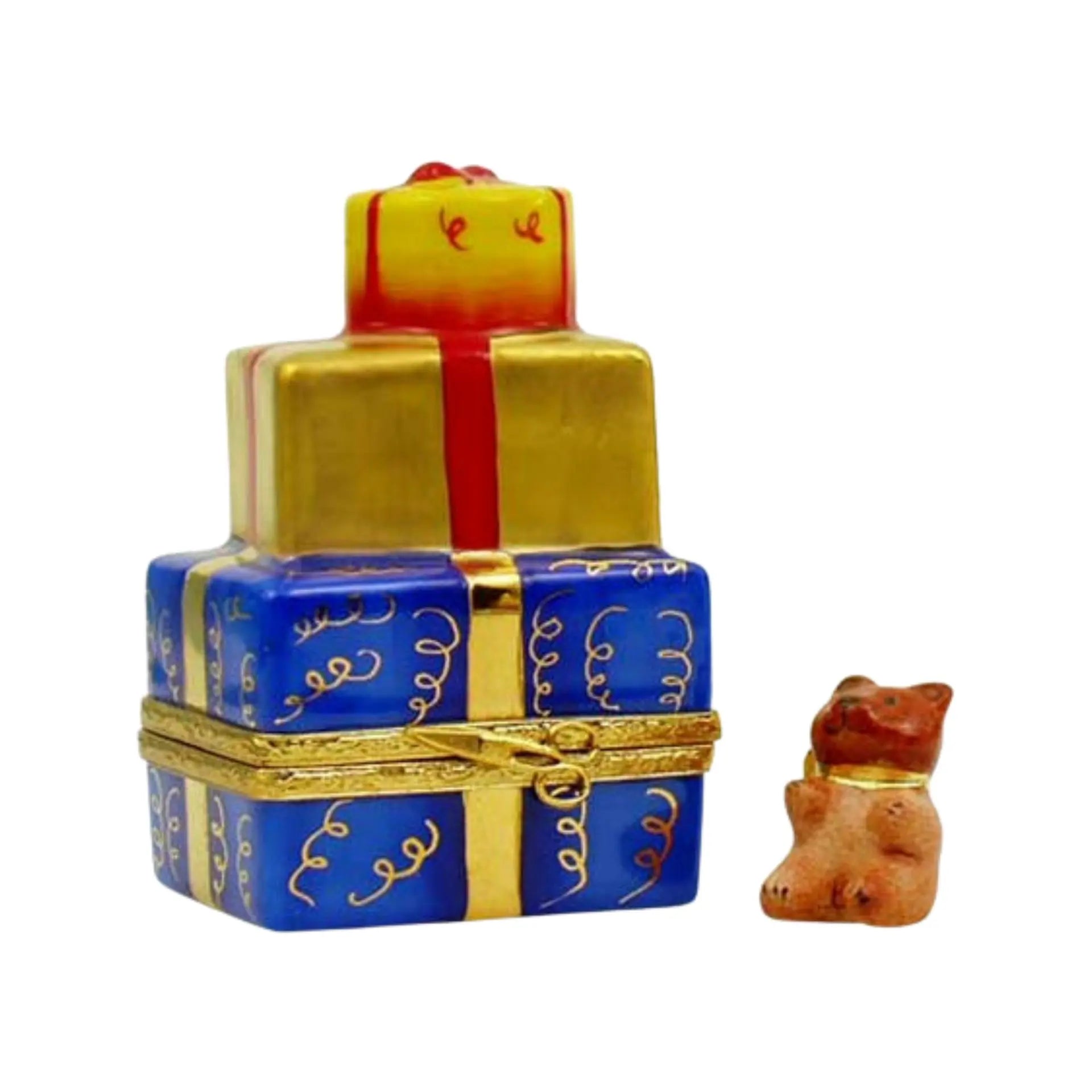 Christmas Presents Porcelain Limoges xmas theme French Trinket Box