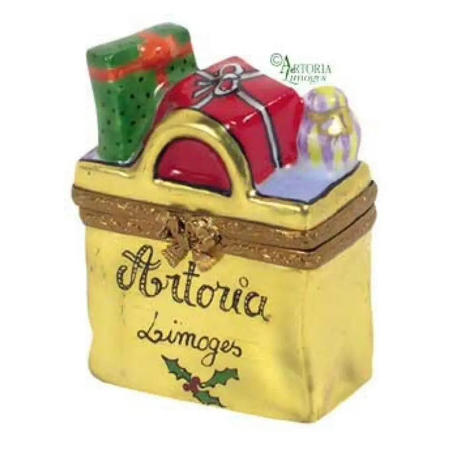 Christmas Shopping Bag - Merry - NEW from Artoria Porcelain Limoges xmas theme bags purse French Trinket Box