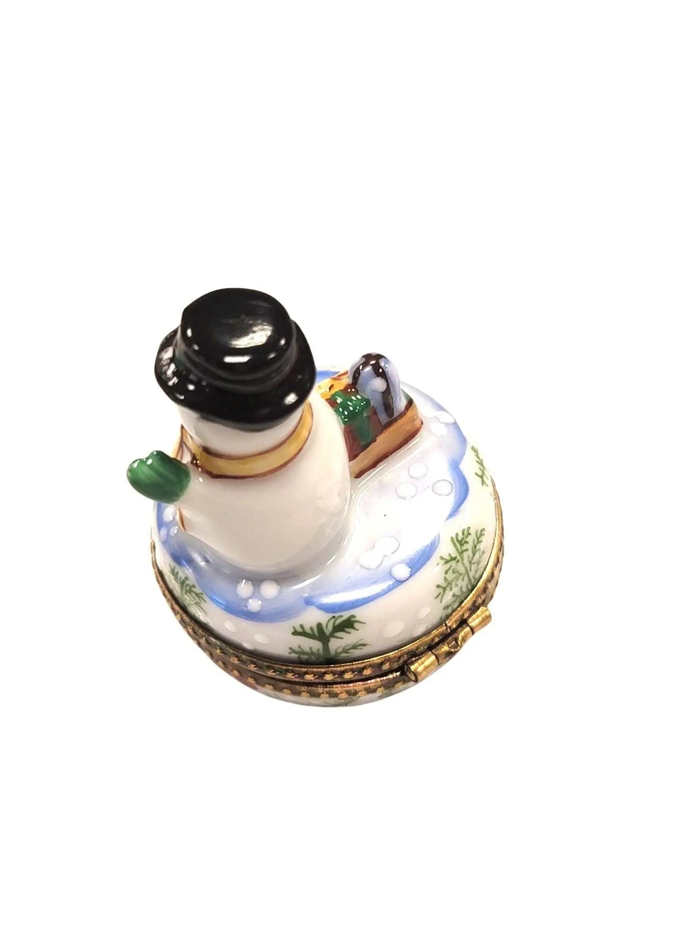 Christmas Snowman Porcelain Box Porcelain Limoges snowman French Trinket Box