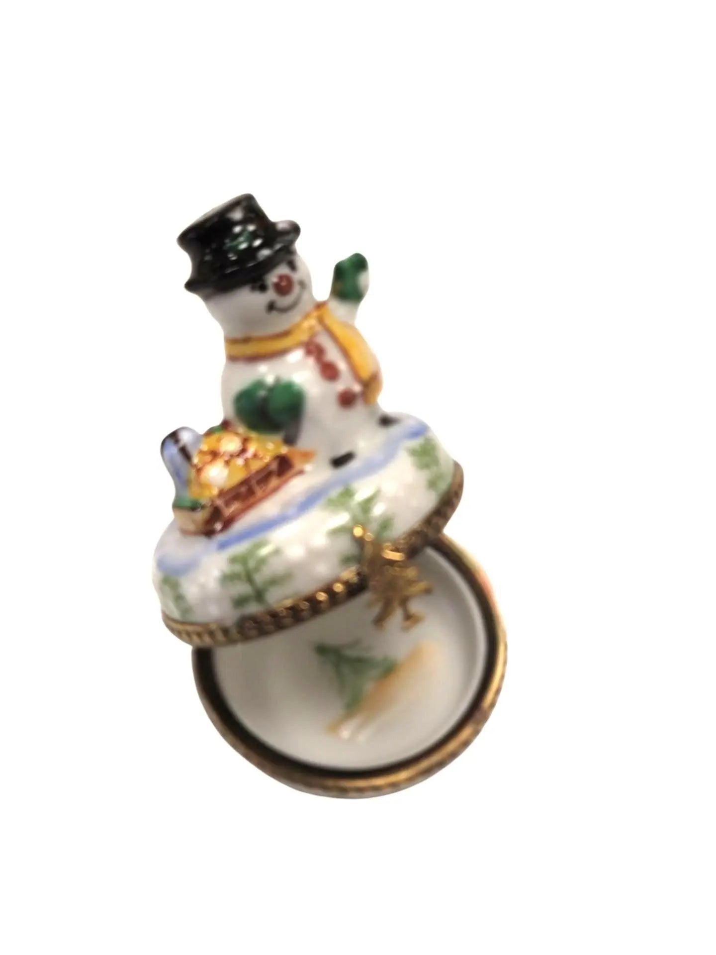 Christmas Snowman Porcelain Box Porcelain Limoges snowman French Trinket Box