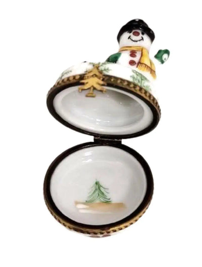 Christmas Snowman Porcelain Box Porcelain Limoges snowman French Trinket Box