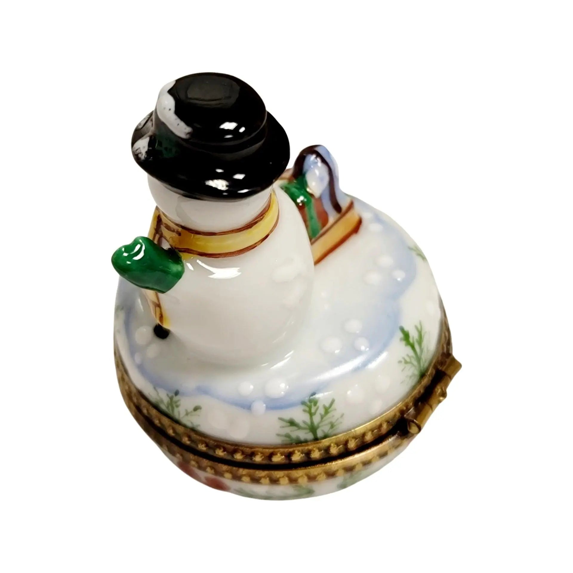 Christmas Snowman Porcelain Box Porcelain Limoges snowman French Trinket Box
