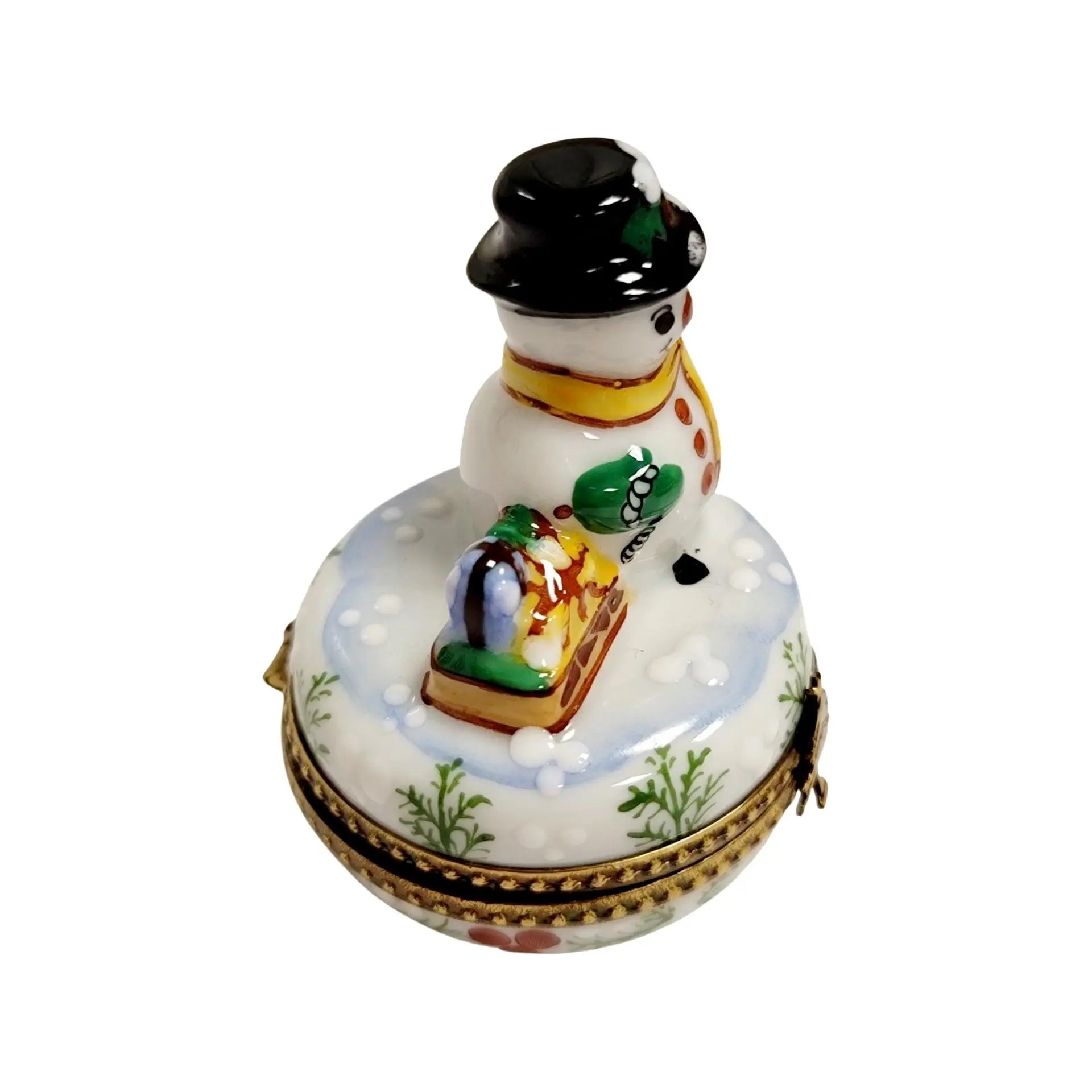 Christmas Snowman Porcelain Box Porcelain Limoges snowman French Trinket Box