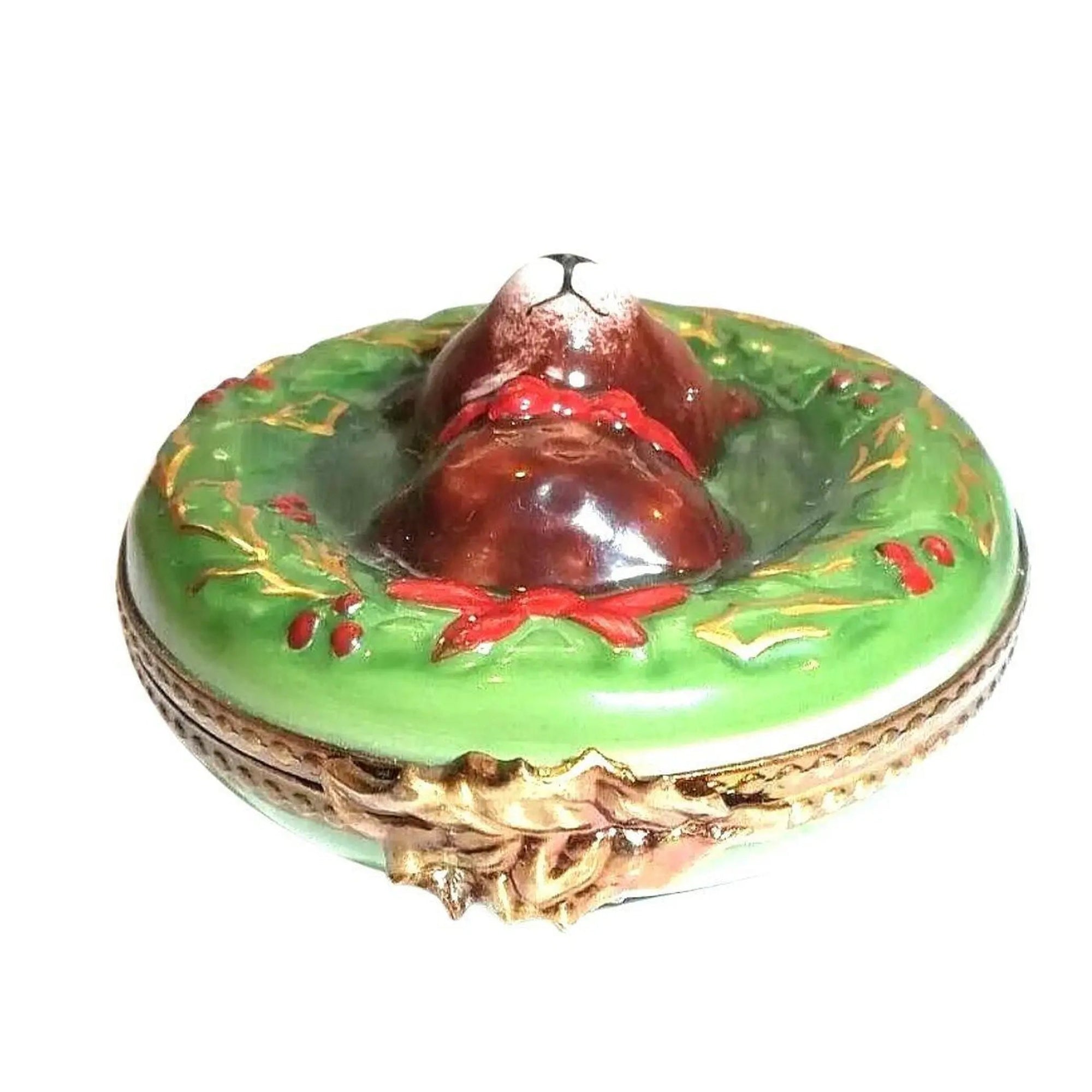 Christmas Teddy Bear Treasure Porcelain Limoges xmas theme teddy French Trinket Box