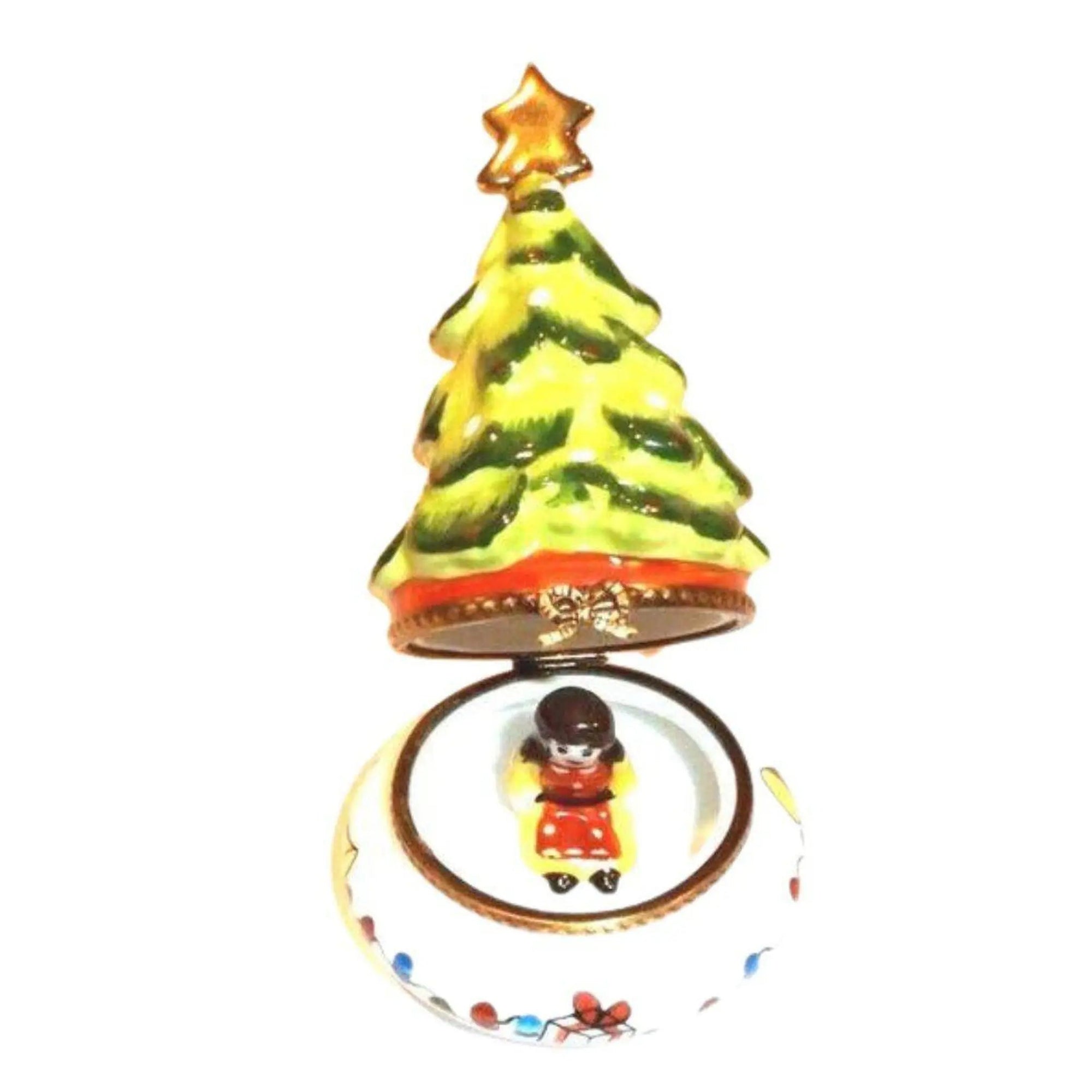 Christmas Tree Doll Surprise Box Porcelain Limoges xmas Limoges Porcelain Boxes Christmas Tree French Trinket Box
