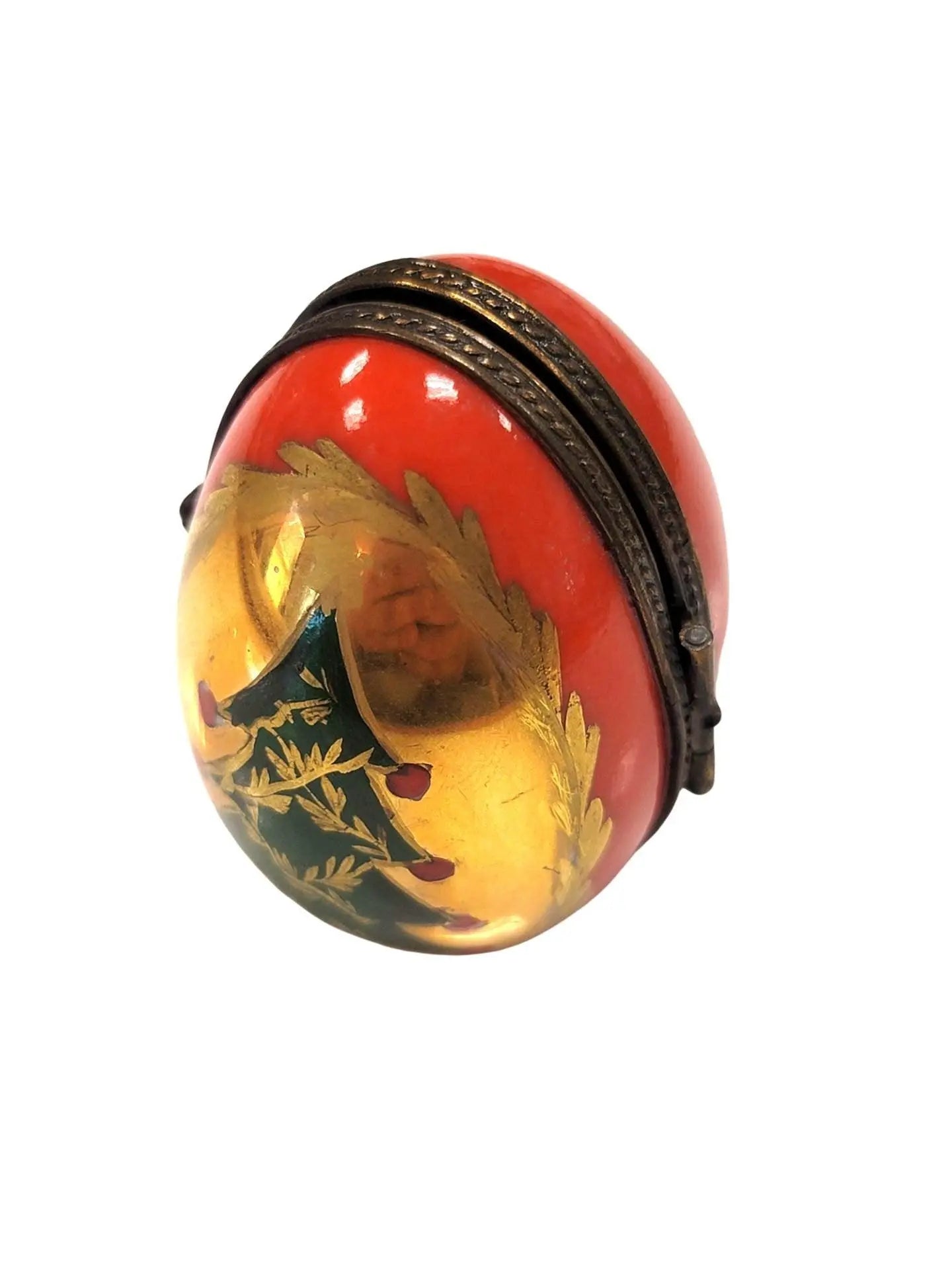 Christmas Tree Limoges Egg Frame Porcelain Limoges xmas egg French Trinket Box