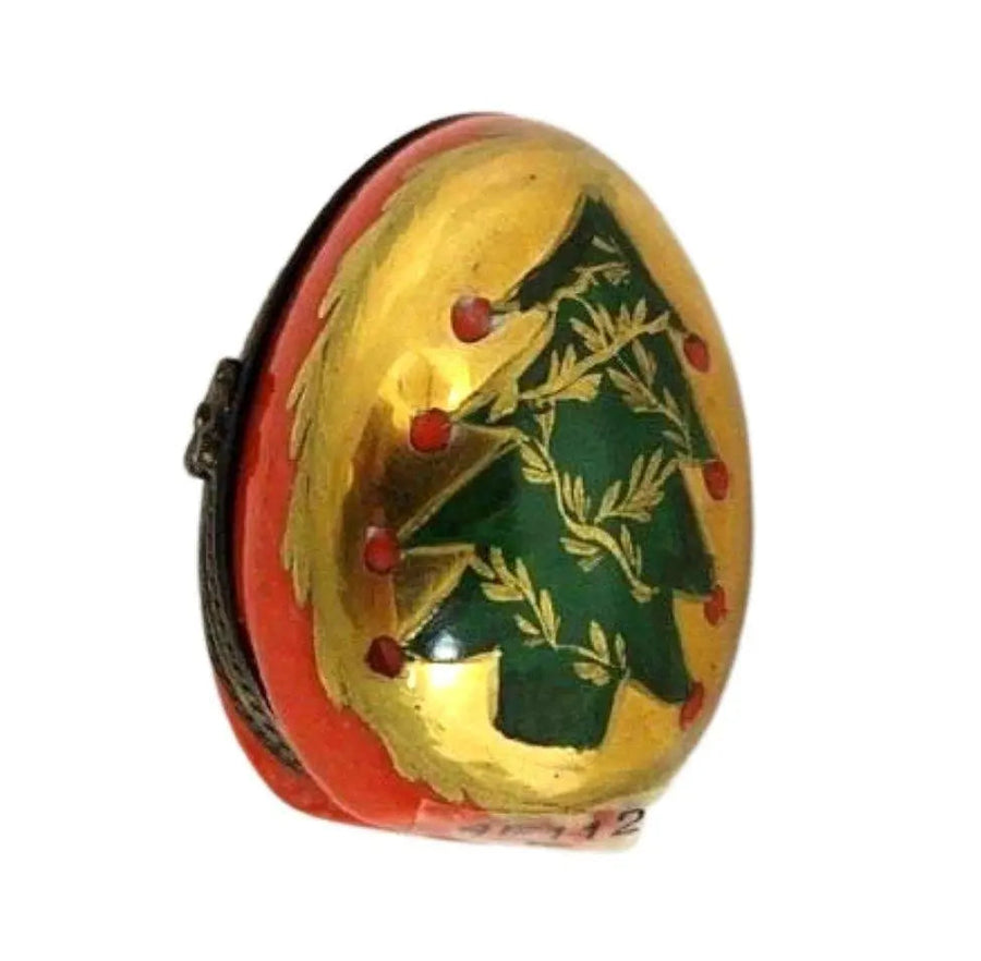 Christmas Tree Limoges Egg Frame Porcelain Limoges xmas egg French Trinket Box