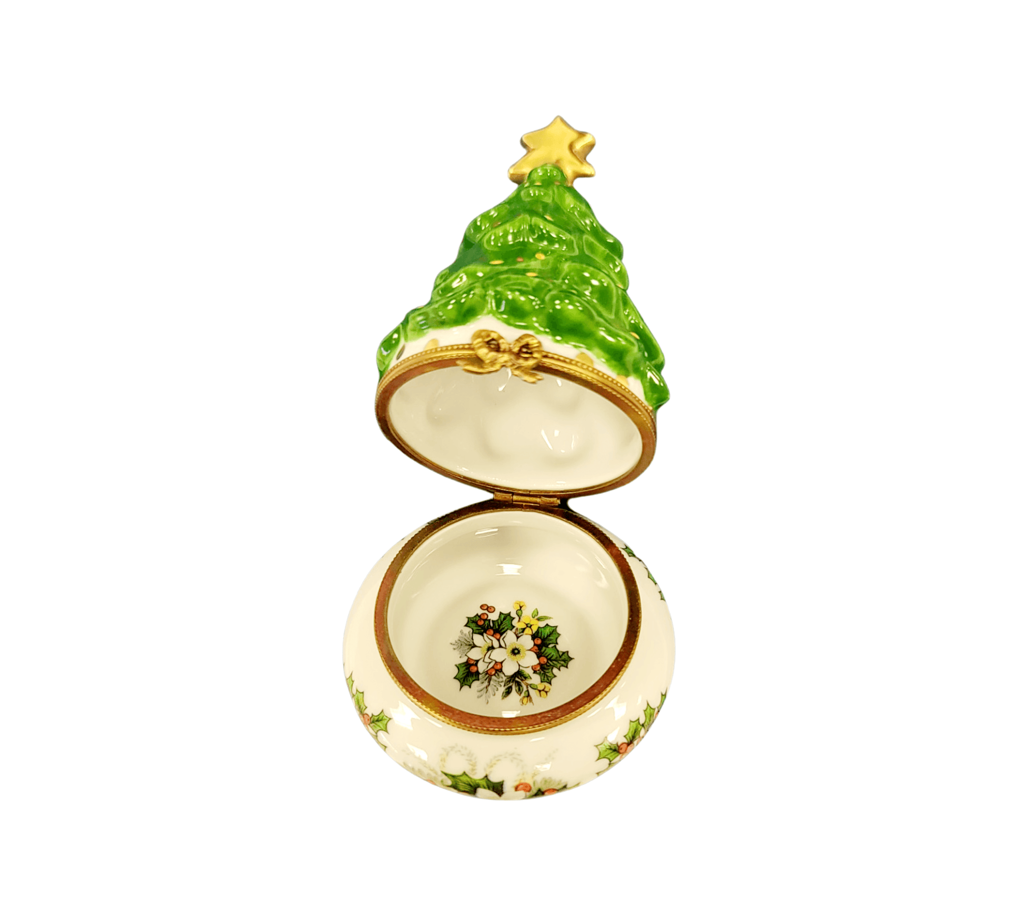 Christmas Tree With Magnolias Porcelain Limoges Christmas Tree French Trinket Box