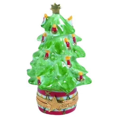 Christmas Tree w Candles Porcelain Limoges Christmas Tree French Trinket Box