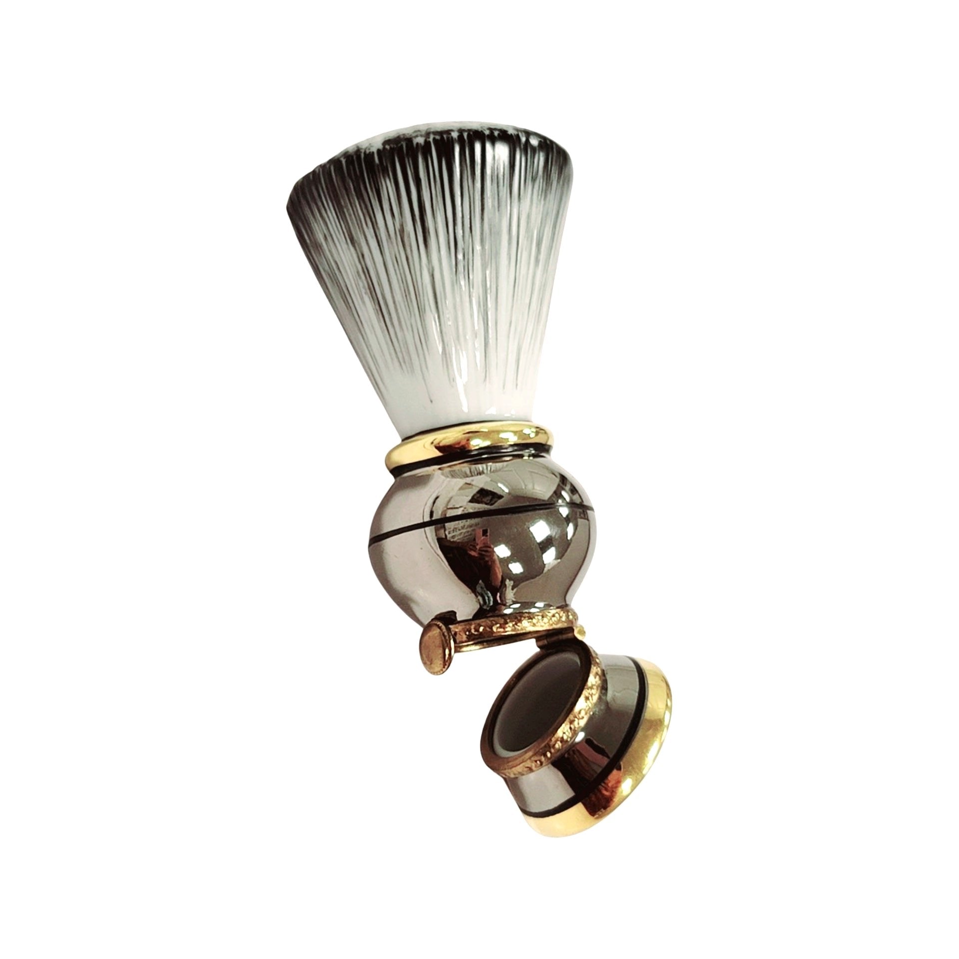 Chrome Shaving Brush Luxury Box Porcelain Limoges fashion limoges boxes French Trinket Box