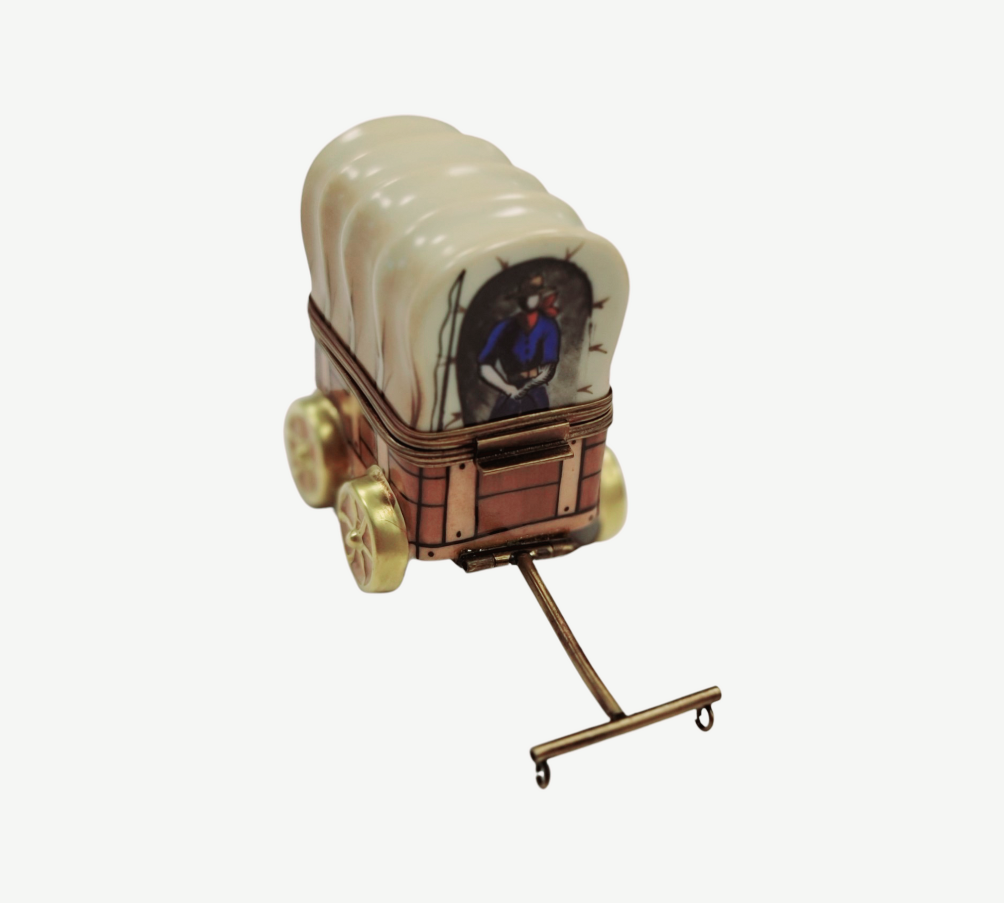 Chuck Wagon Old West Treasure Porcelain Limoges vehicle French Trinket Box