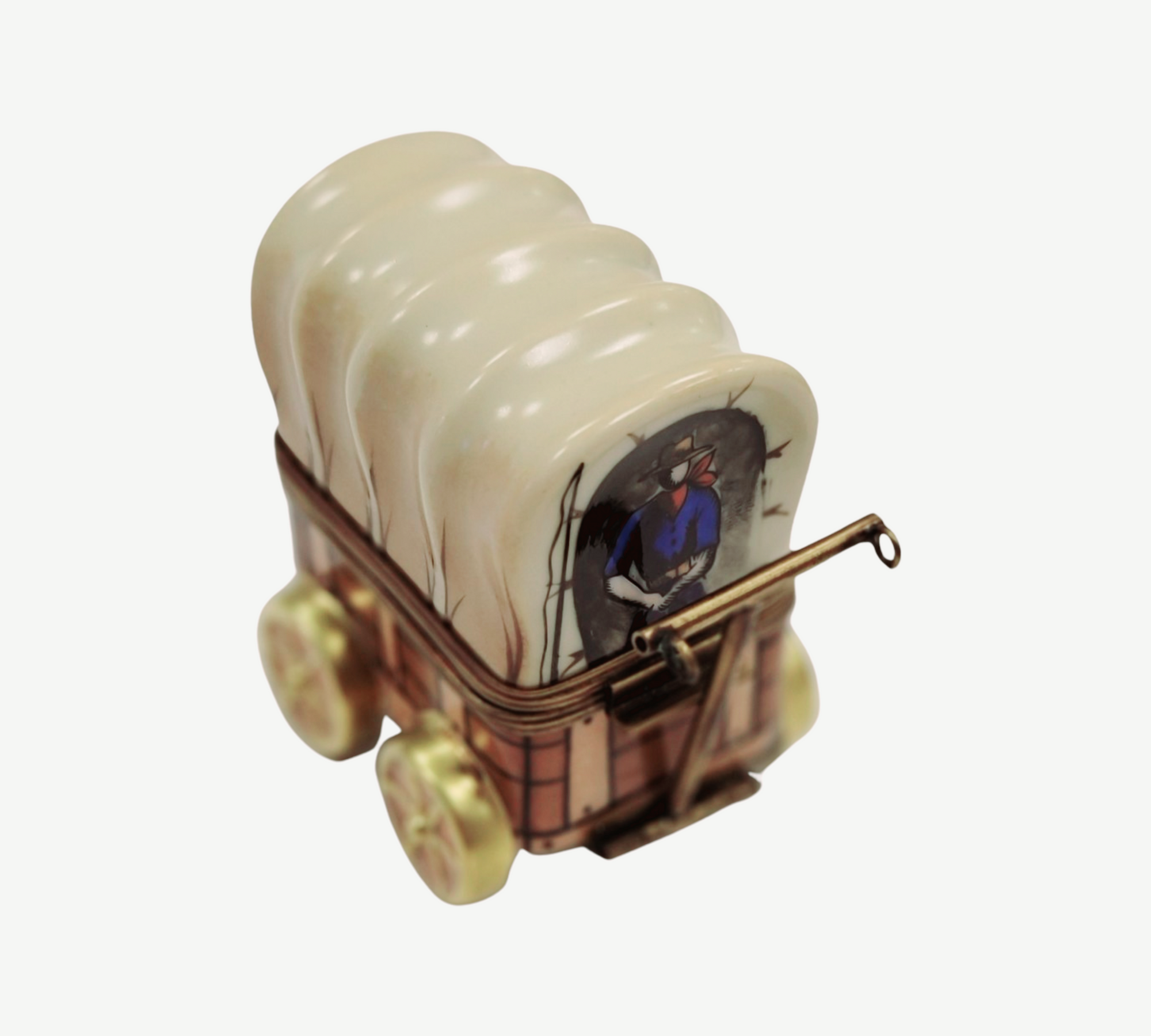 Chuck Wagon Old West Treasure Porcelain Limoges vehicle French Trinket Box