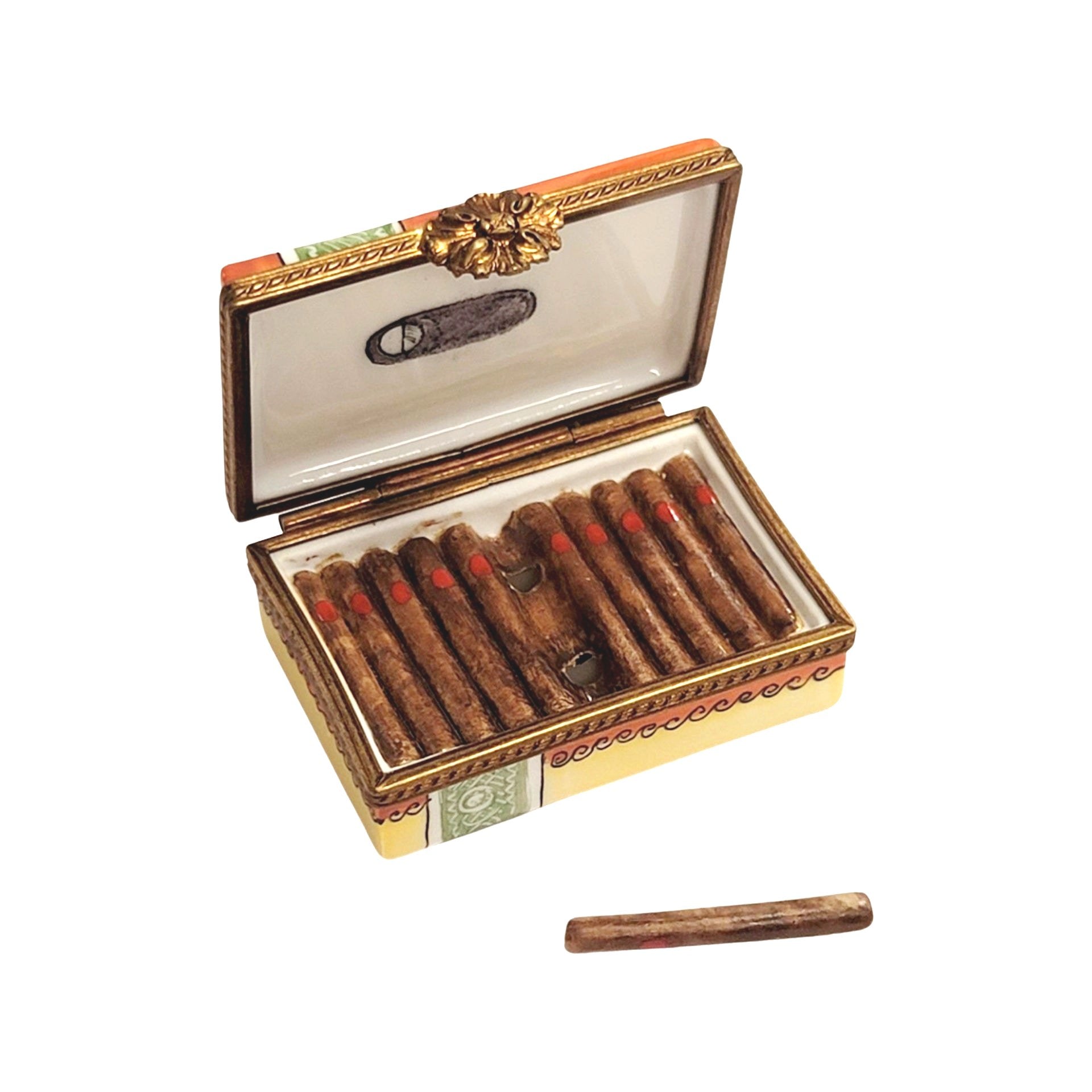 Cigar Box with Removable Cigars Porcelain Limoges wine Limoges Box men French Trinket Box