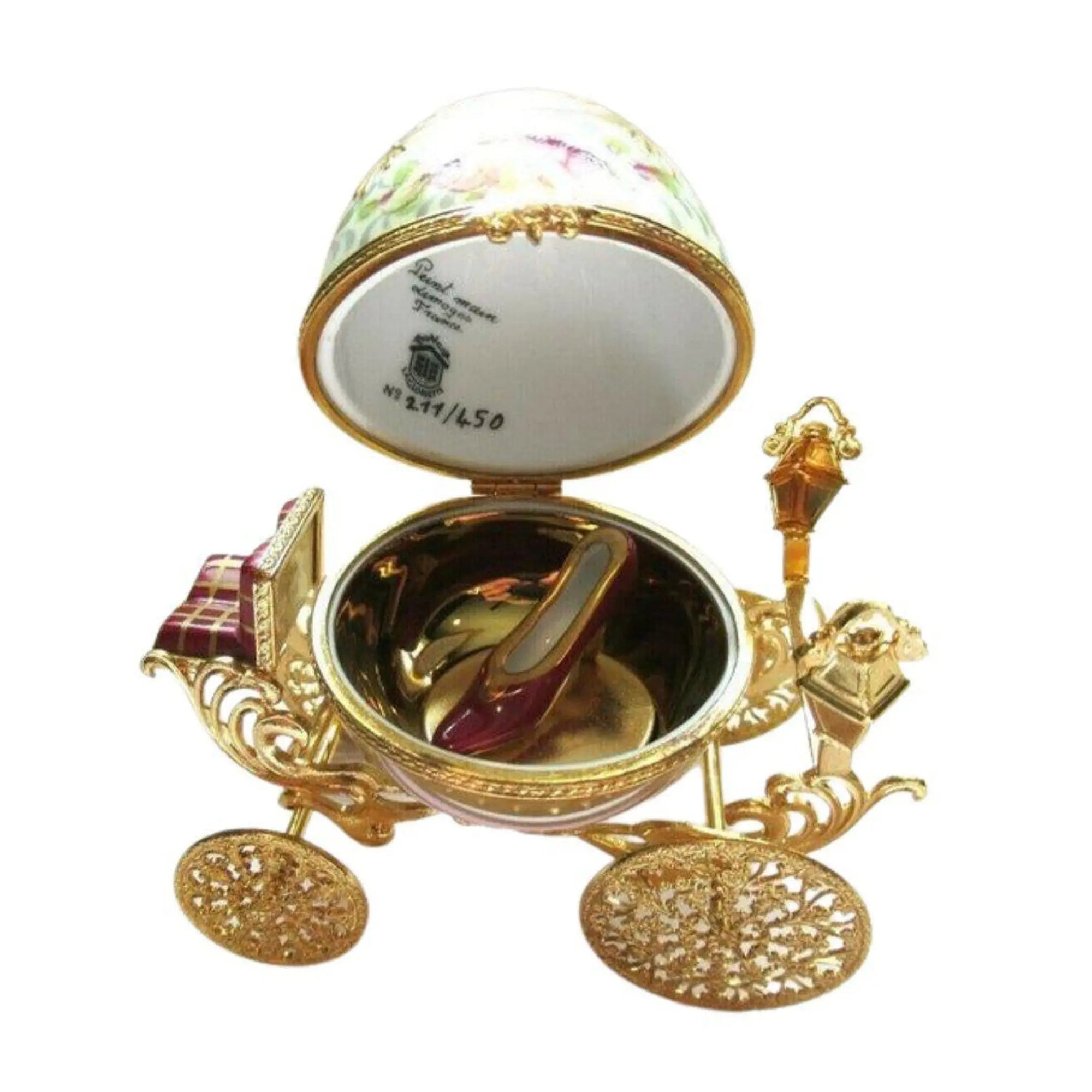 Cinderella Coach Egg Treasure Porcelain Limoges Fairy xmas French Trinket Box