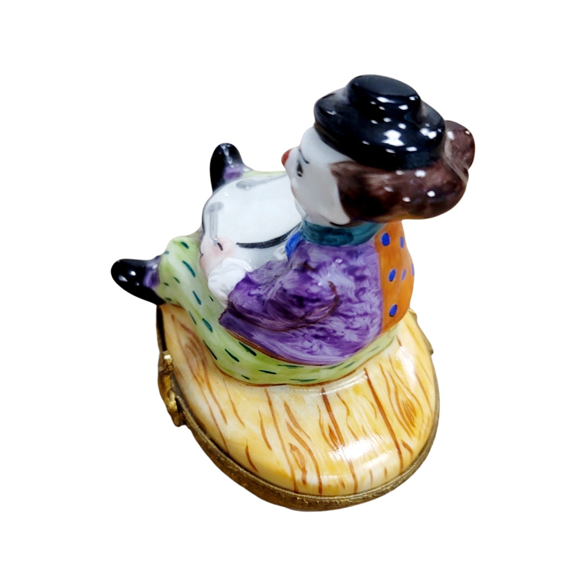 Circus Clown Drum Trinket Box Porcelain Limoges Circus Clown French Trinket Box