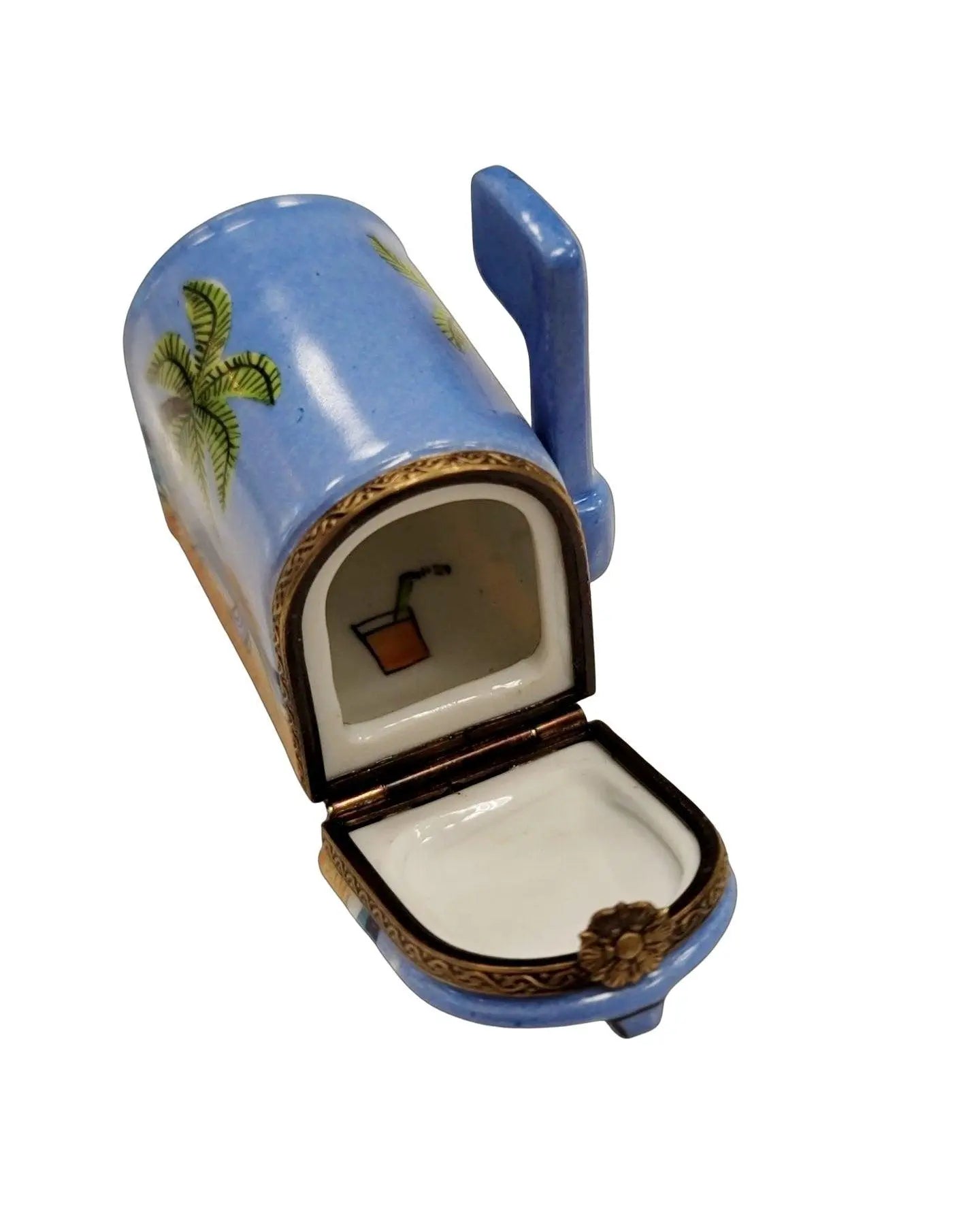 Coastal Elegance Mailbox Figurine Porcelain Limoges home beach French Trinket Box