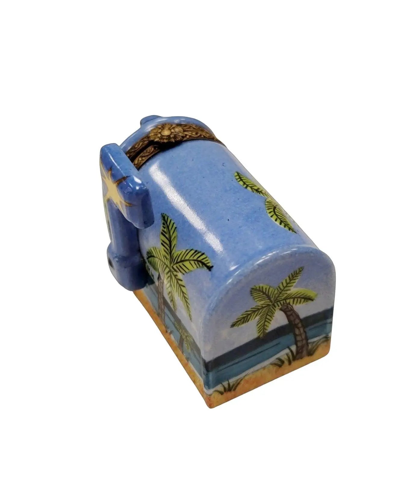 Coastal Elegance Mailbox Figurine Porcelain Limoges home beach French Trinket Box