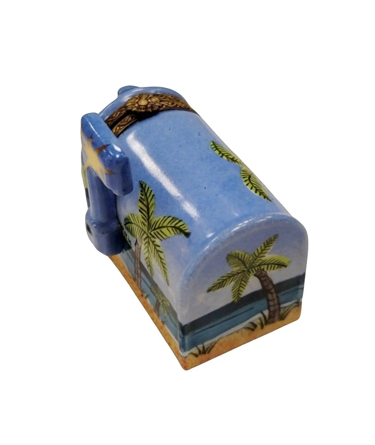 Coastal Elegance Mailbox Figurine Porcelain Limoges home beach French Trinket Box