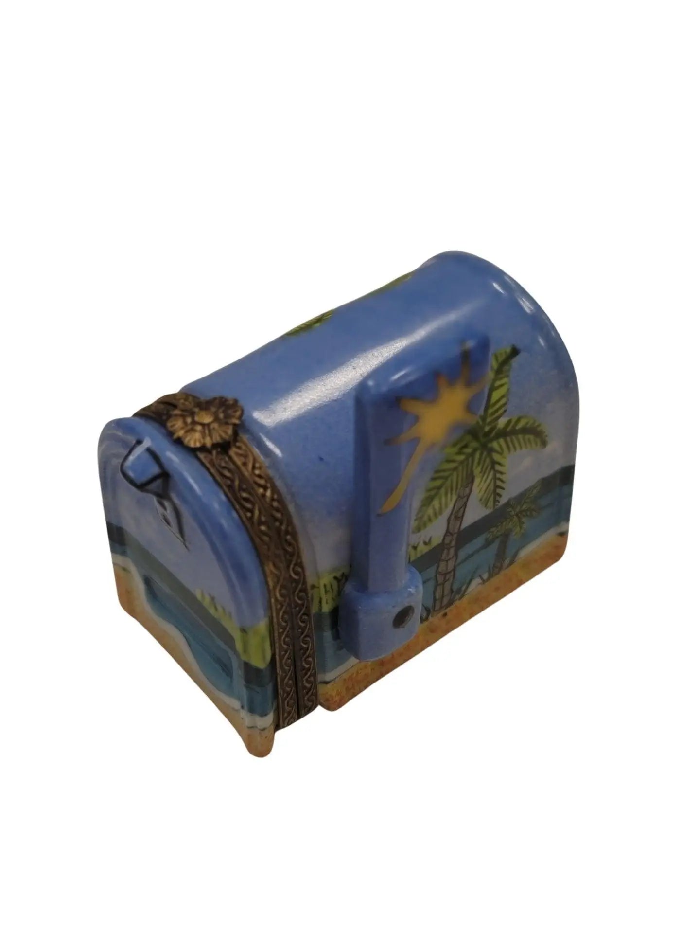 Coastal Elegance Mailbox Figurine Porcelain Limoges home beach French Trinket Box