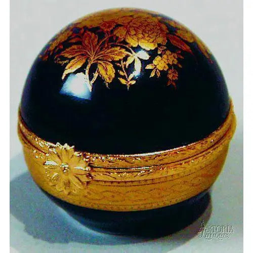 Cobalt Blue Ball- Gold Decal Porcelain Limoges Traditional French Trinket Box