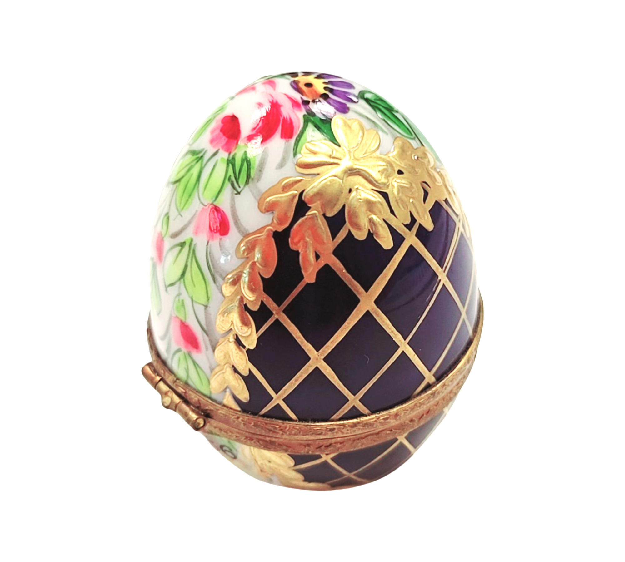 Cobalt Blue Gold Egg Treasure Porcelain Limoges traditional egg LIMOGES BOXES French Trinket Box