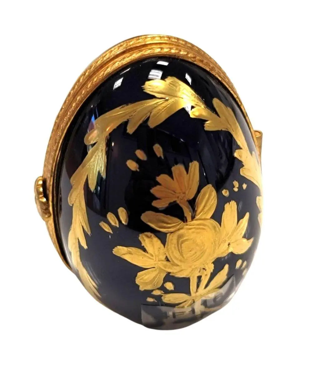 Cobalt Blue Gold Limoges Frame Porcelain Limoges egg French Trinket Box