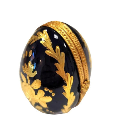 Cobalt Blue Gold Limoges Frame Porcelain Limoges egg French Trinket Box
