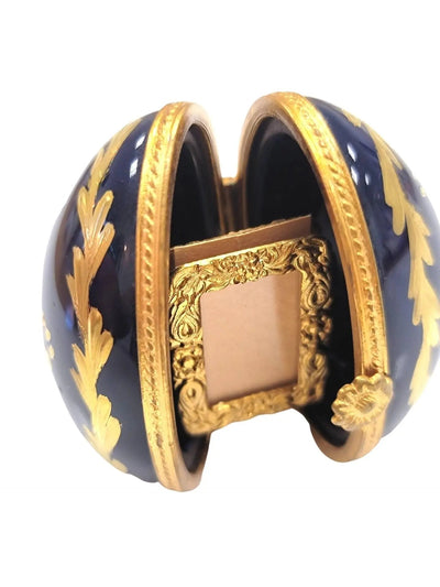 Cobalt Blue Gold Limoges Frame Porcelain Limoges egg French Trinket Box