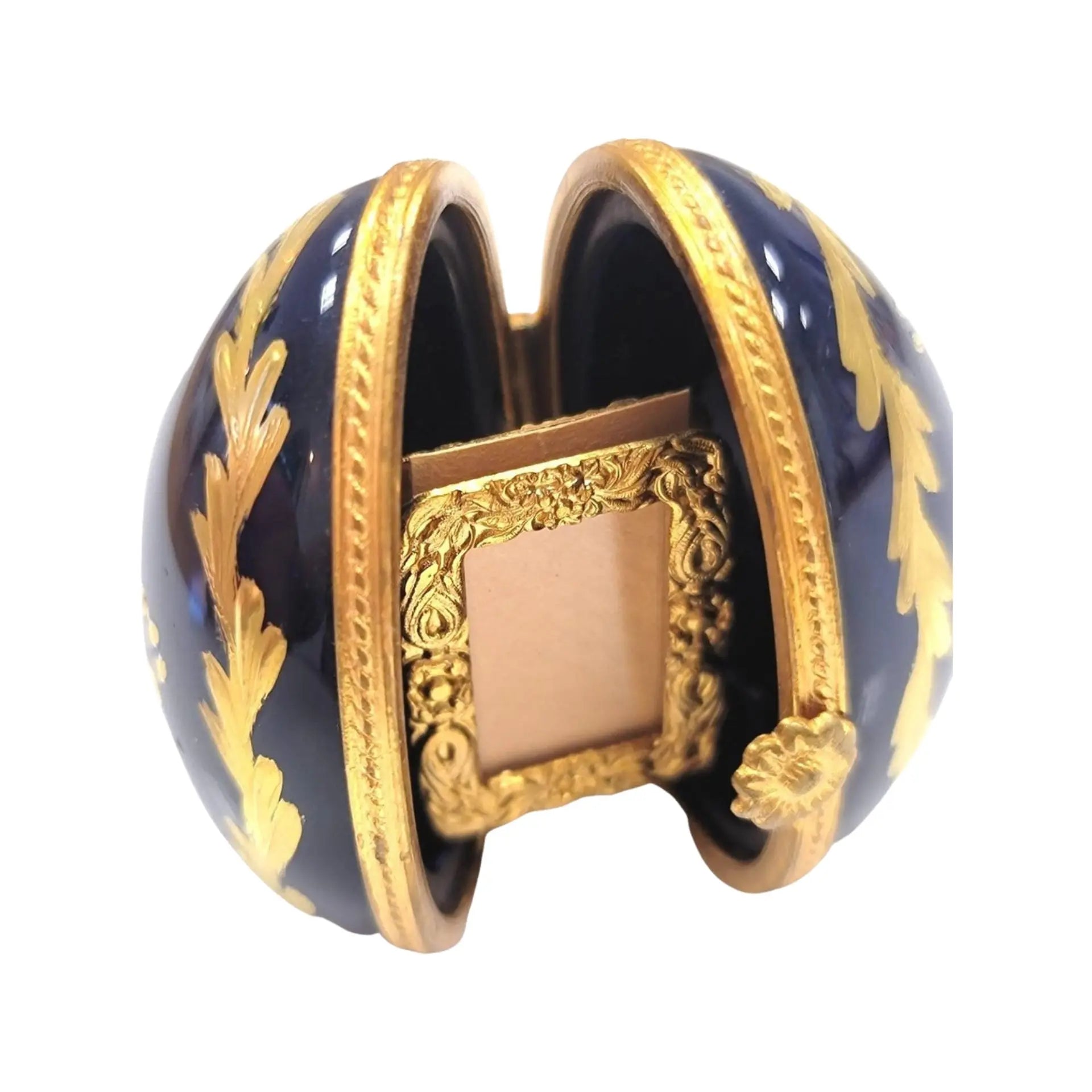Cobalt Blue Gold Limoges Frame Porcelain Limoges egg French Trinket Box
