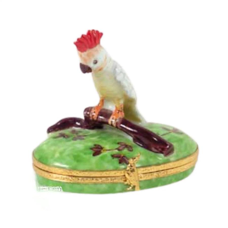 Cockatoo: Red Crest Bird Porcelain Limoges Bird Birds French Trinket Box