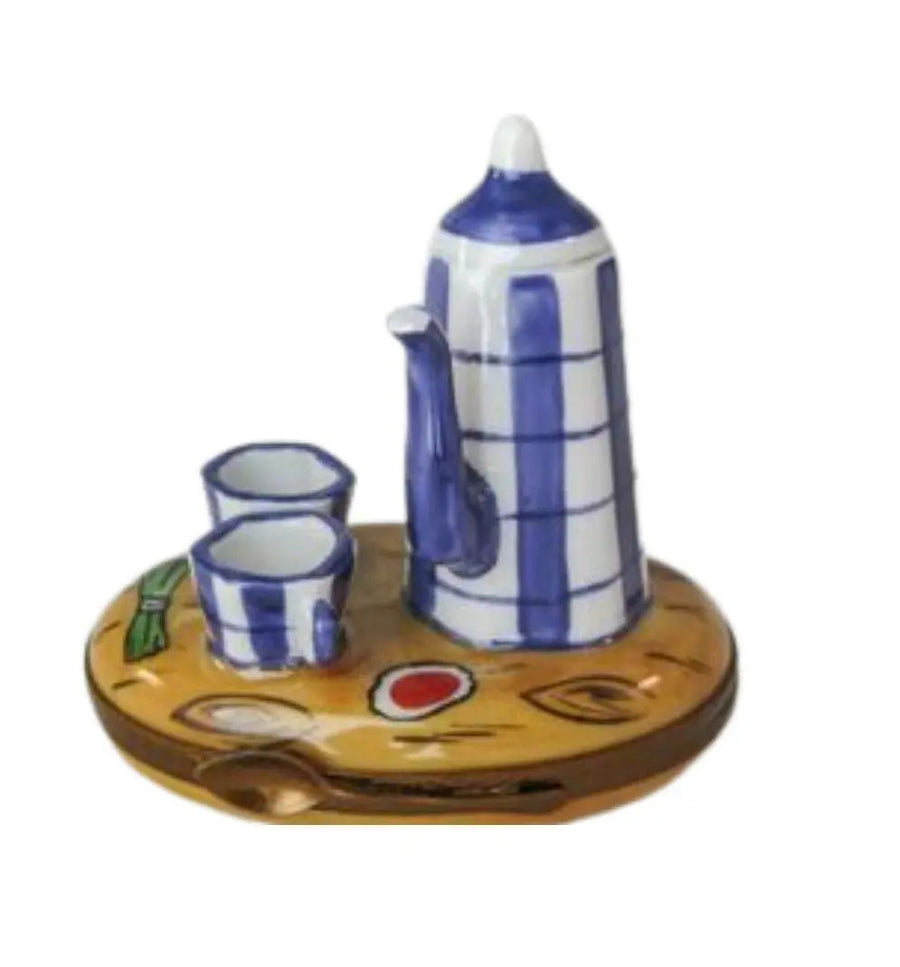 Coffee Pot w Cups Porcelain Limoges China French Trinket Box