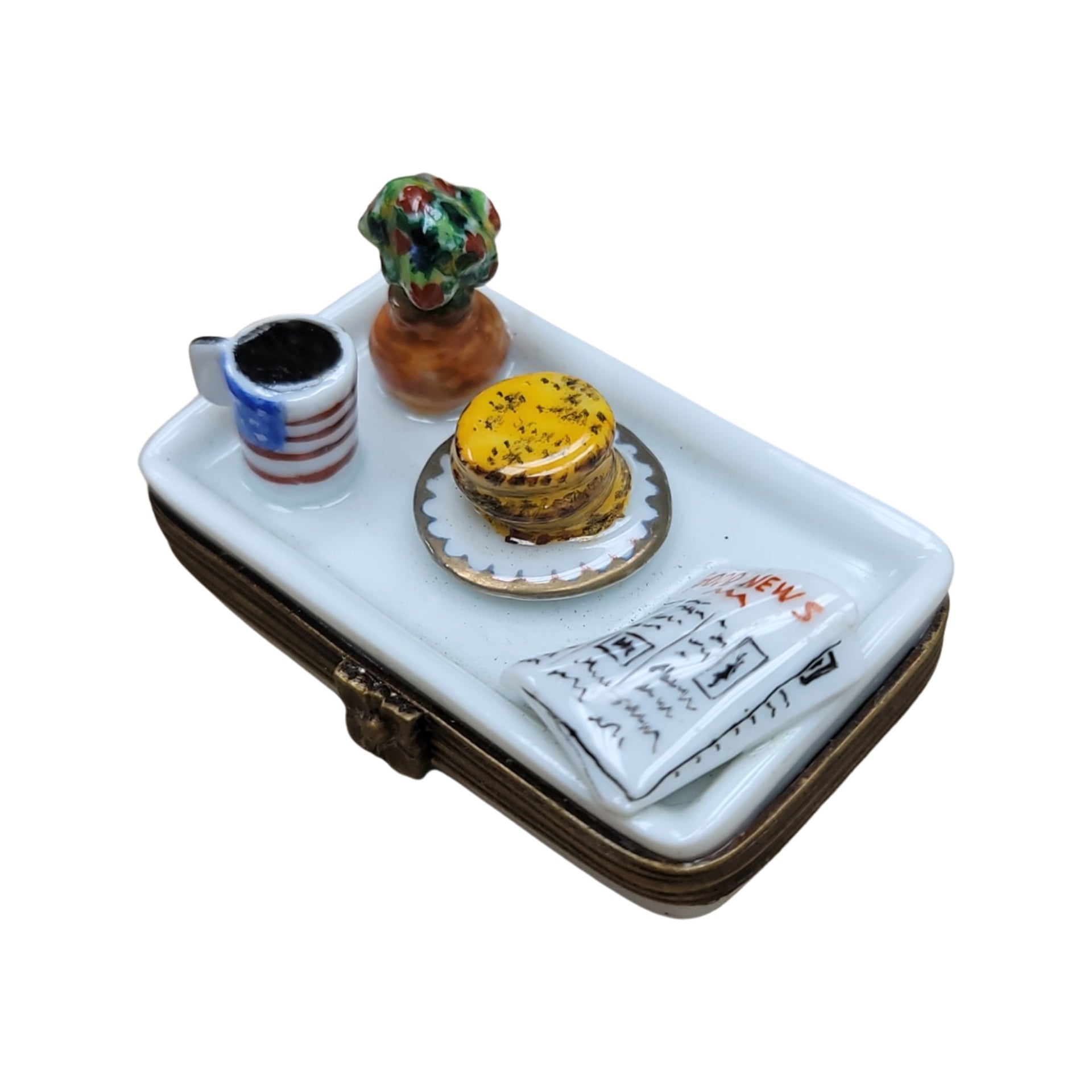 Coffee and Pancake Elegance Porcelain Limoges Food French Trinket Box