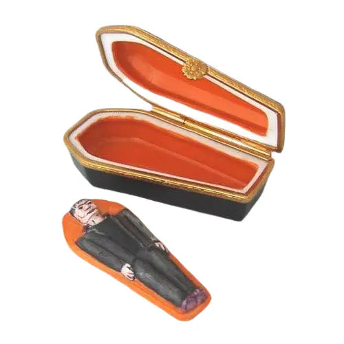 Coffin w Frankenstein Porcelain Limoges Halloween French Trinket Box